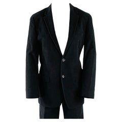 PRADA Size 38 Regular Black Velvet Cotton Blend Notch Lapel Suit PRADA Size 38 Regular Black Velvet Cotton Blend Notch Lapel Suit