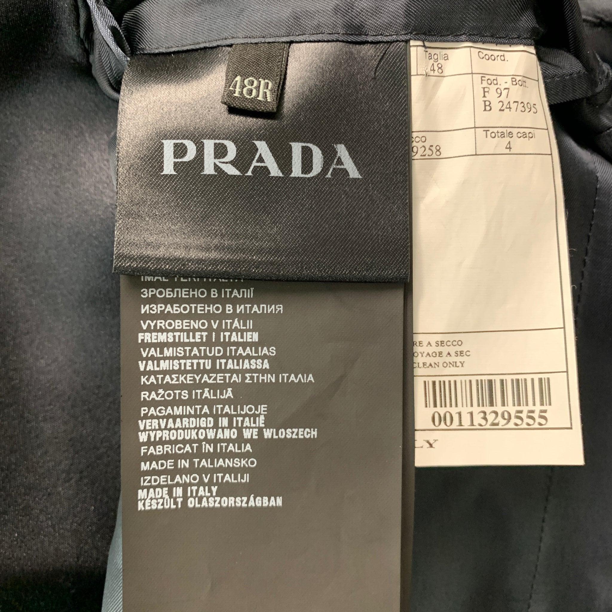 PRADA Size 38 Regular Navy Solid Wool Mohair Notch Lapel Sport Coat For Sale 1