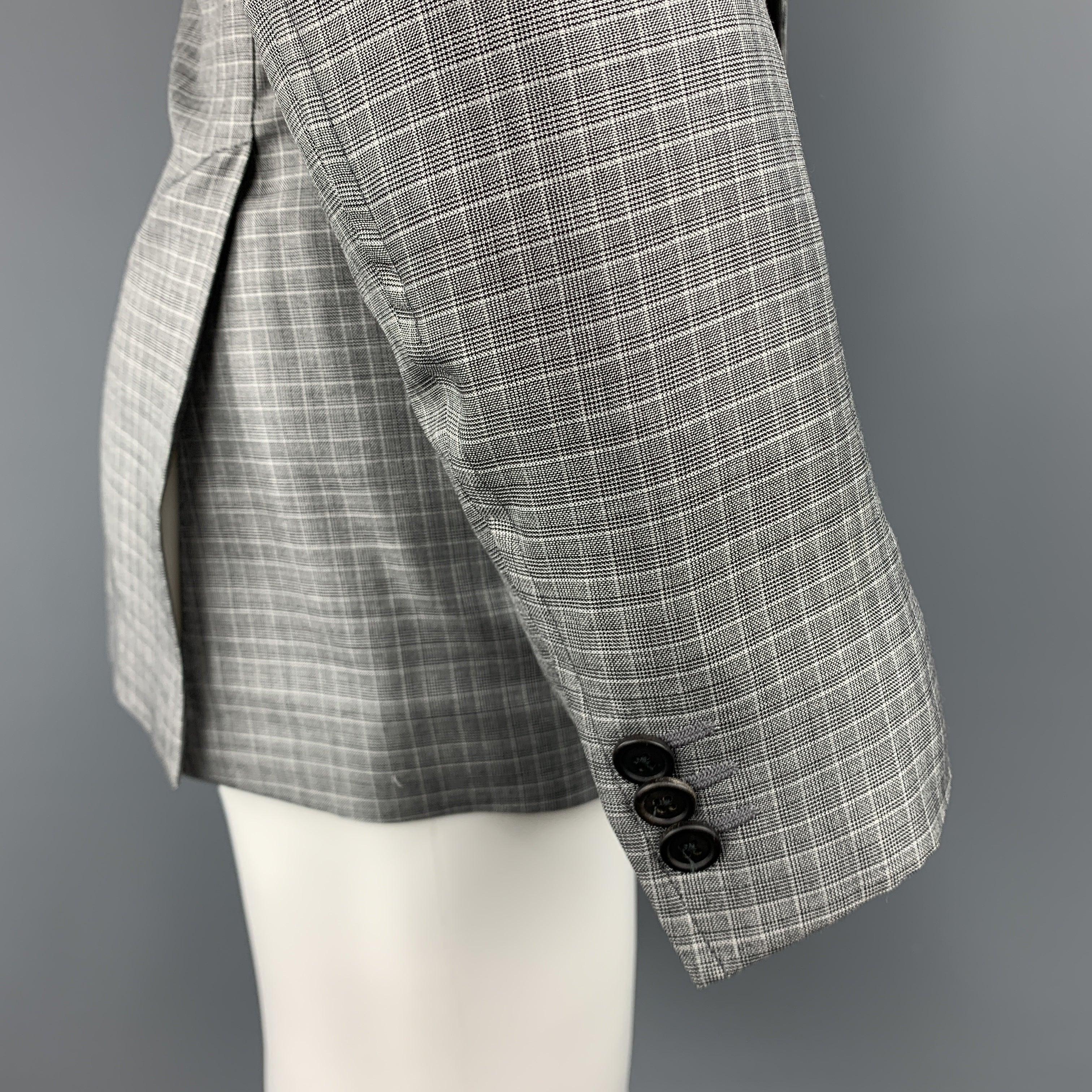 PRADA Size 38 Regular Plaid Grey Wool / Silk Notch Lapel Sport Coat 1