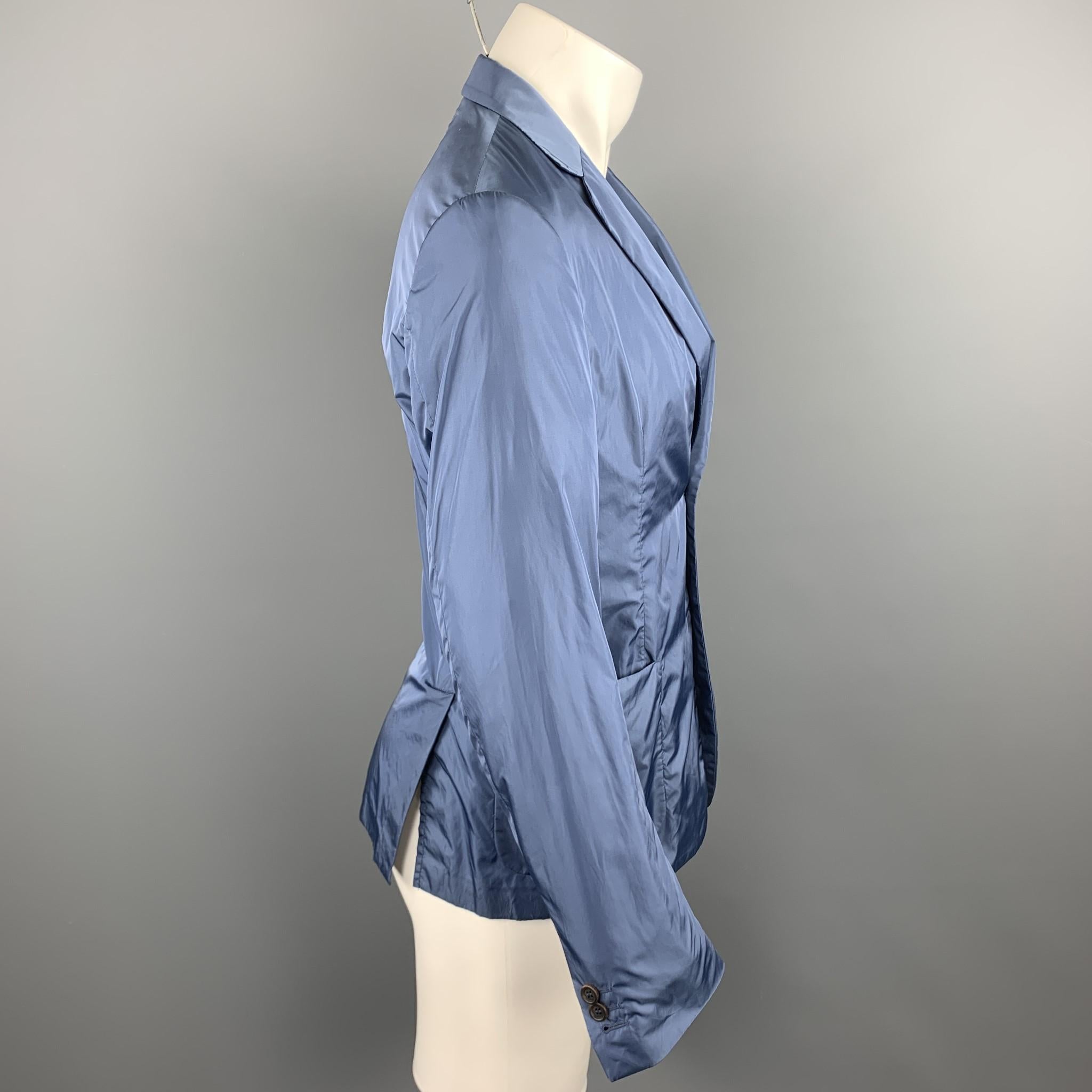 Gray PRADA Size 38 Steel Blue Polyester Notch Lapel Sport Coat
