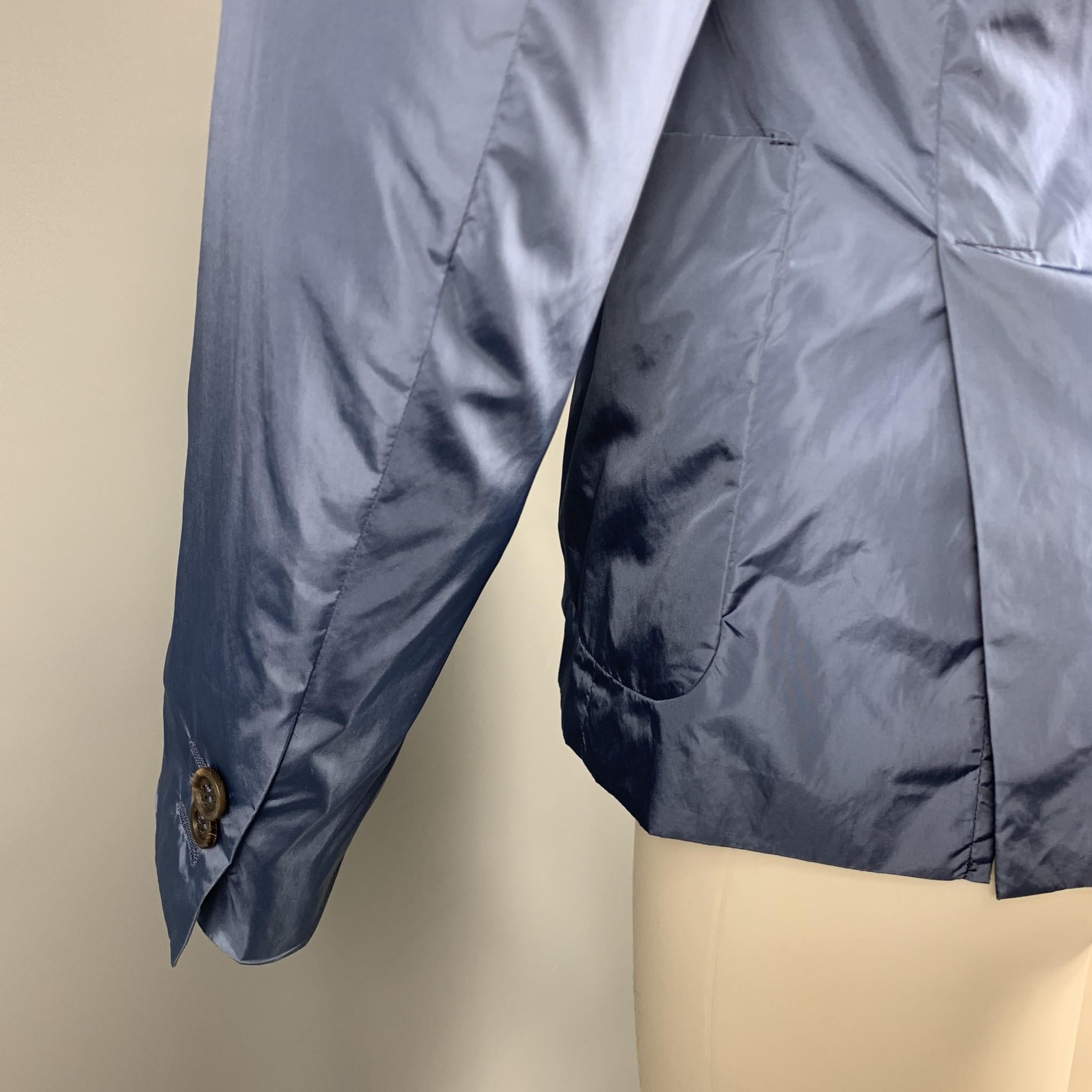Men's PRADA Size 38 Steel Blue Polyester Notch Lapel Sport Coat