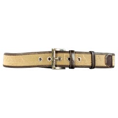 Prada Taglia 38 Cintura in pelle canvas marrone con logo, marrone e marrone.
