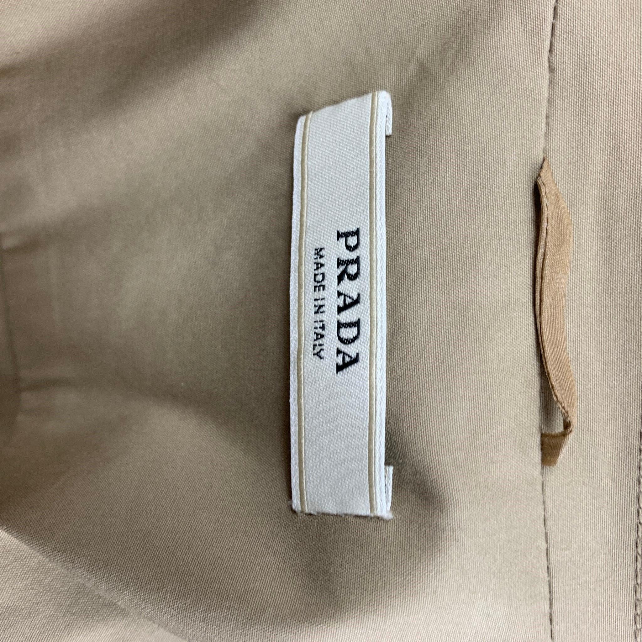 PRADA Size 4 Beige Cotton Blend Ruched Back Belted Jacket For Sale 3