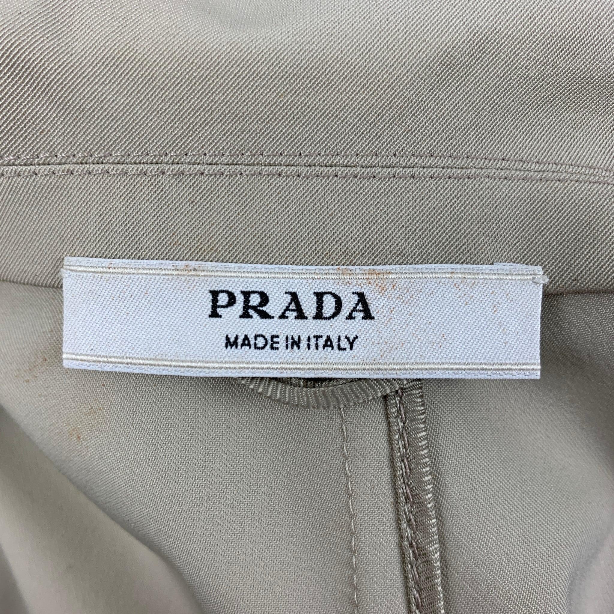 PRADA Size 4 Beige Polyester Contrast Stitch Jacket For Sale 2
