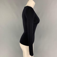 PRADA Size 4 Black Cashmere Silk Ribbed Scoop Neck Pullover