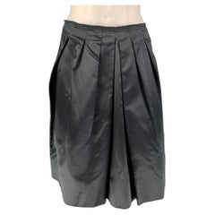 PRADA Size 4 Black Silk Pleated Circle Skirt