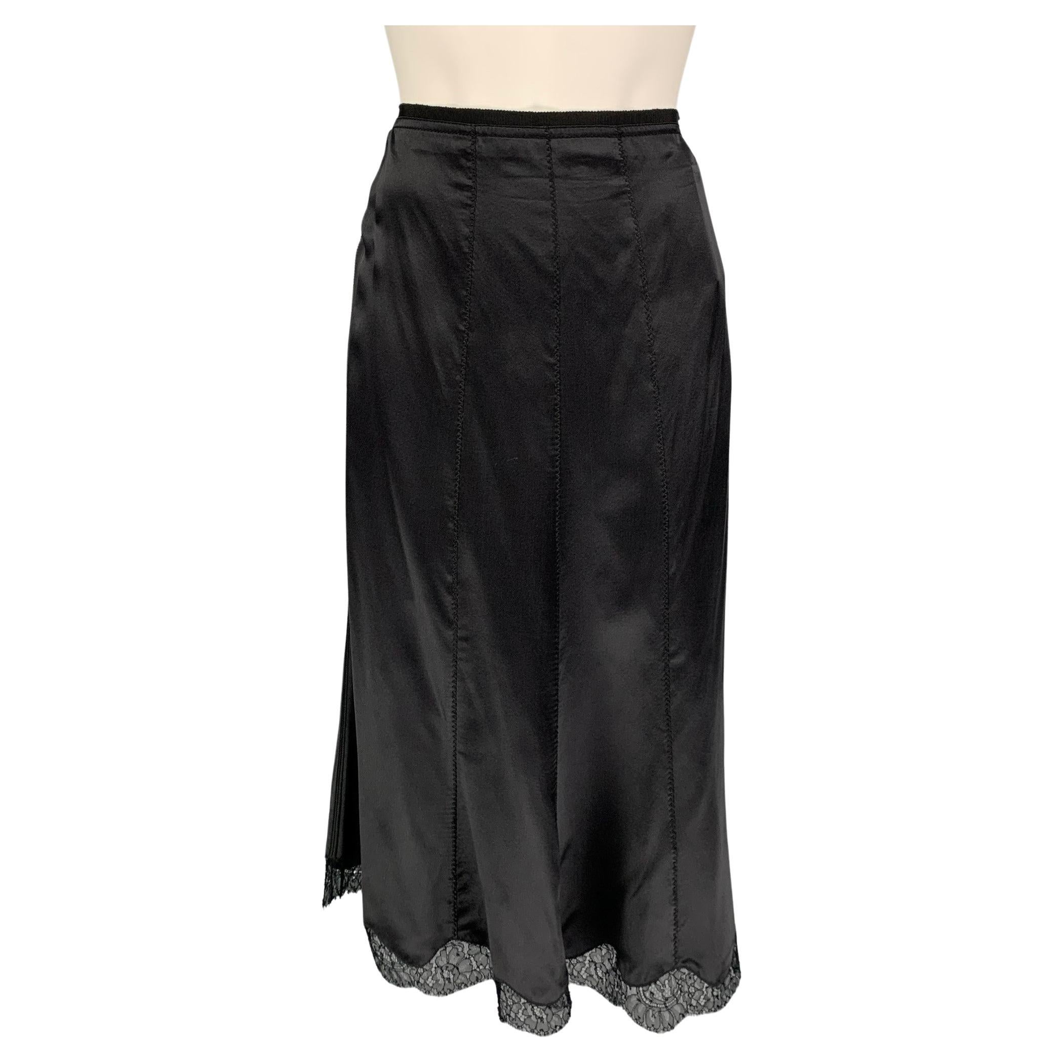 PRADA Size 4 Black Silk Tulip Skirt