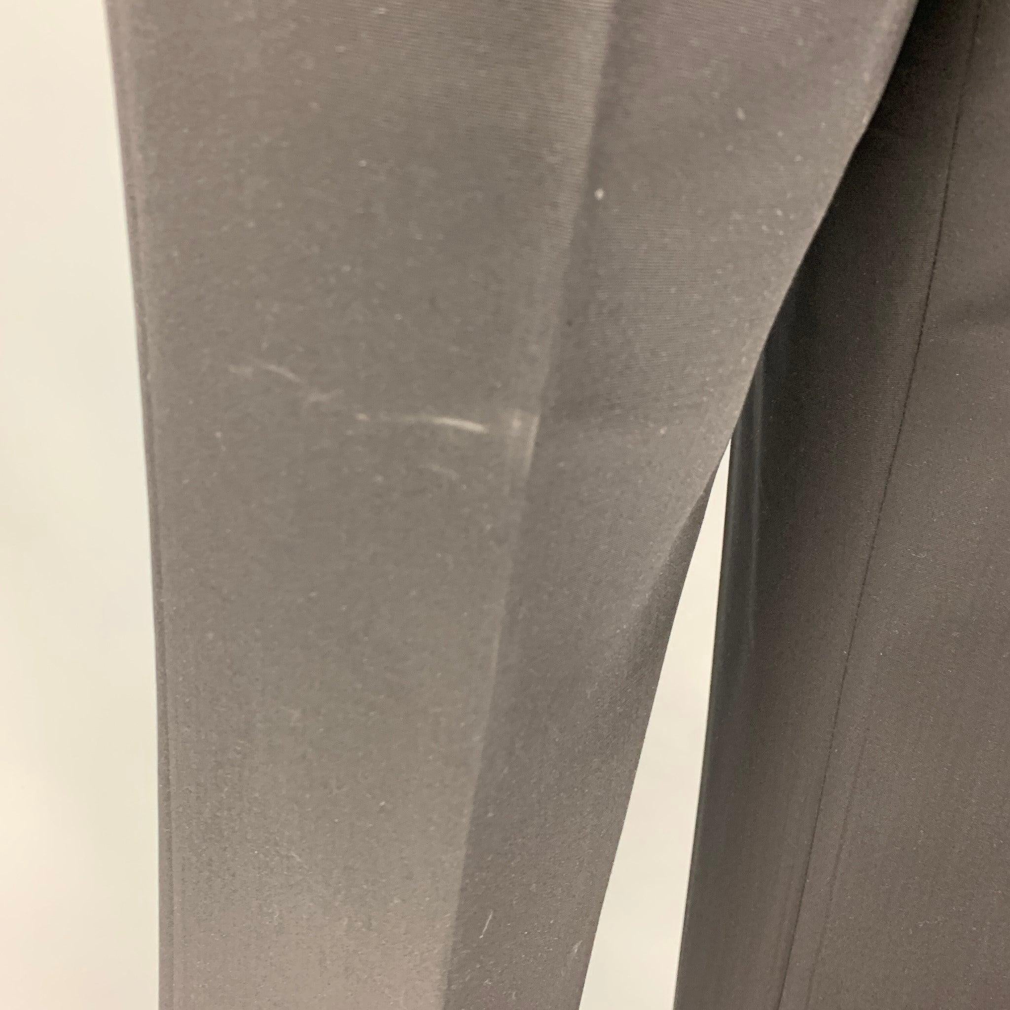 PRADA Size 4 Black Virgin Wool Embellishment Straight Dress Pants In Good Condition For Sale In San Francisco, CA