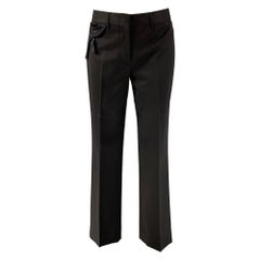 PRADA Size 4 Black Virgin Wool Embellishment Straight Dress Pants