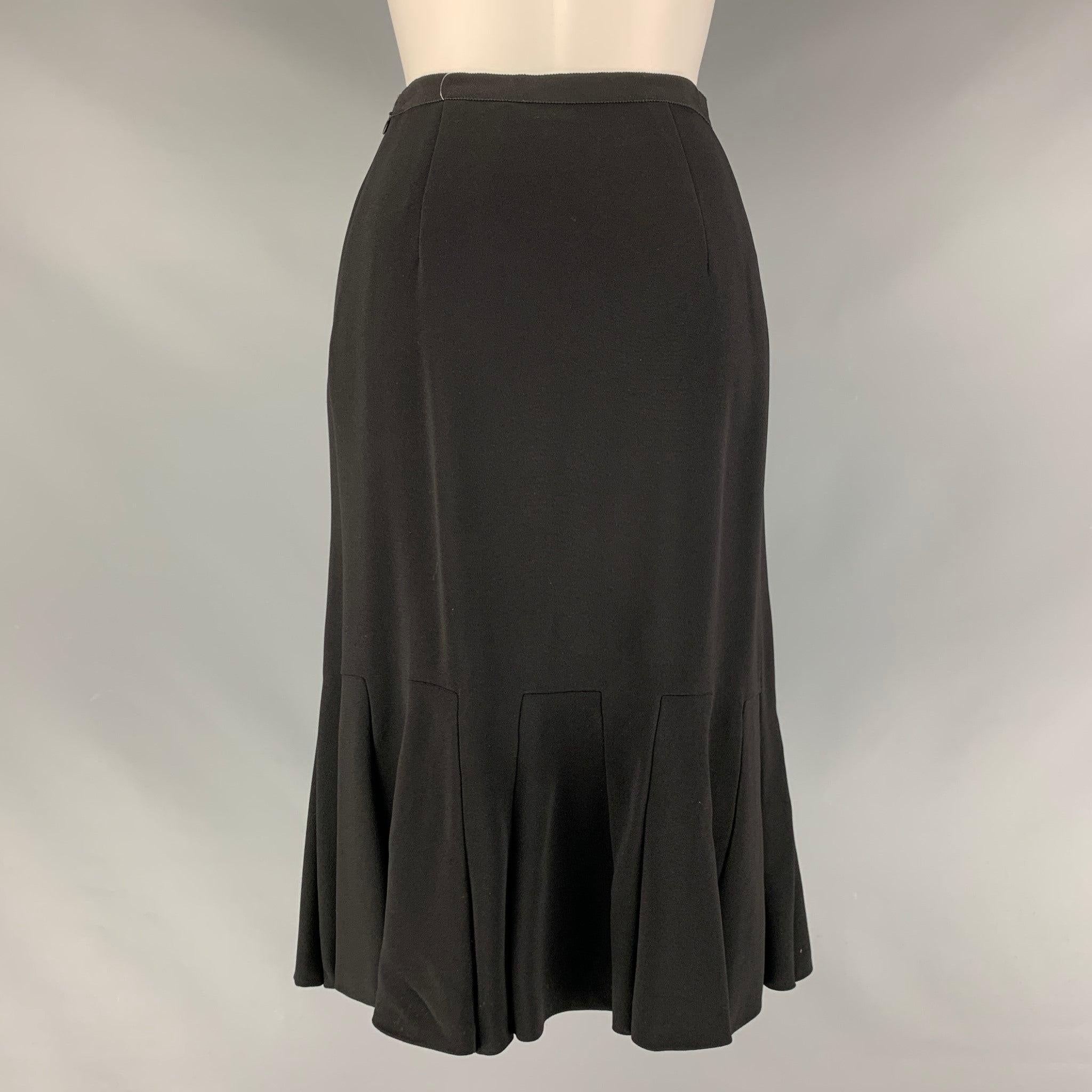 PRADA Size 4 Black Viscose & Acetate Pleated Tulip Skirt In Good Condition For Sale In San Francisco, CA