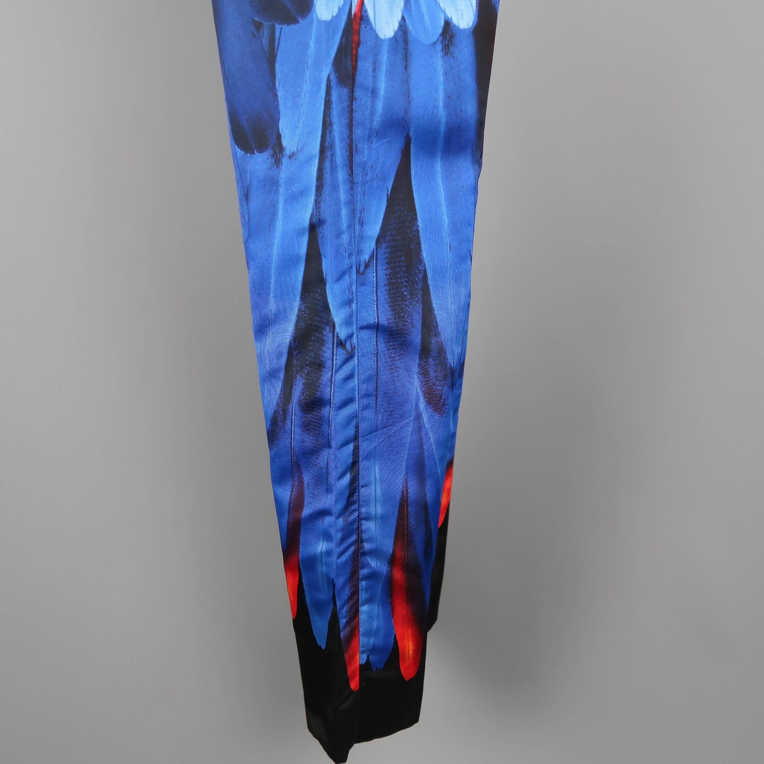 PRADA Pants - Spring 2005 Runway - Blue Red, Yellow Parrot Feather Silk Faille 1