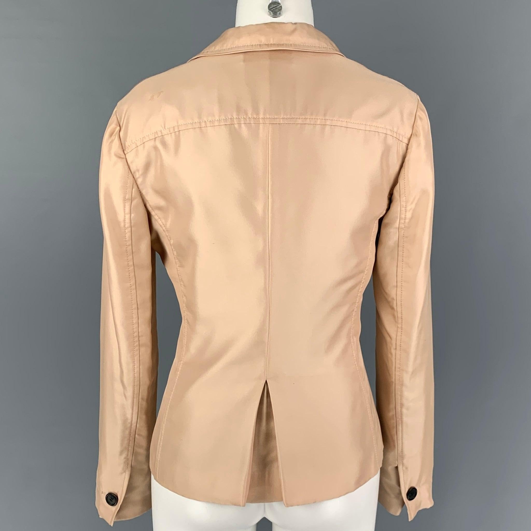 PRADA Size 4 Blush Silk Single Breasted Jacket In Good Condition In San Francisco, CA