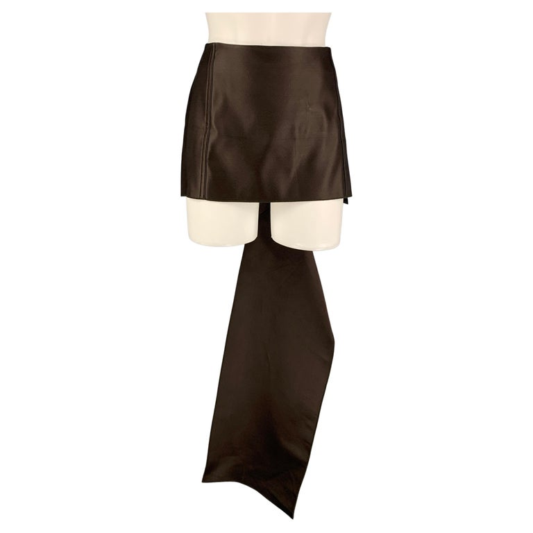 PRADA Size 4 Brown Double Satin Silk Mini Skirt at 1stDibs | prada satin  skirt
