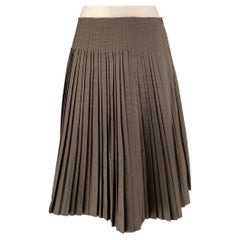 PRADA Size 4 Brown Silk Pleated Circle Skirt