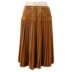 PRADA Size 4 Copper Viscose & Silk Pleated Circle Skirt