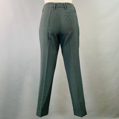 PRADA Size 4 Forest Green Wool Mohair Cuffed Straight Dress Pants