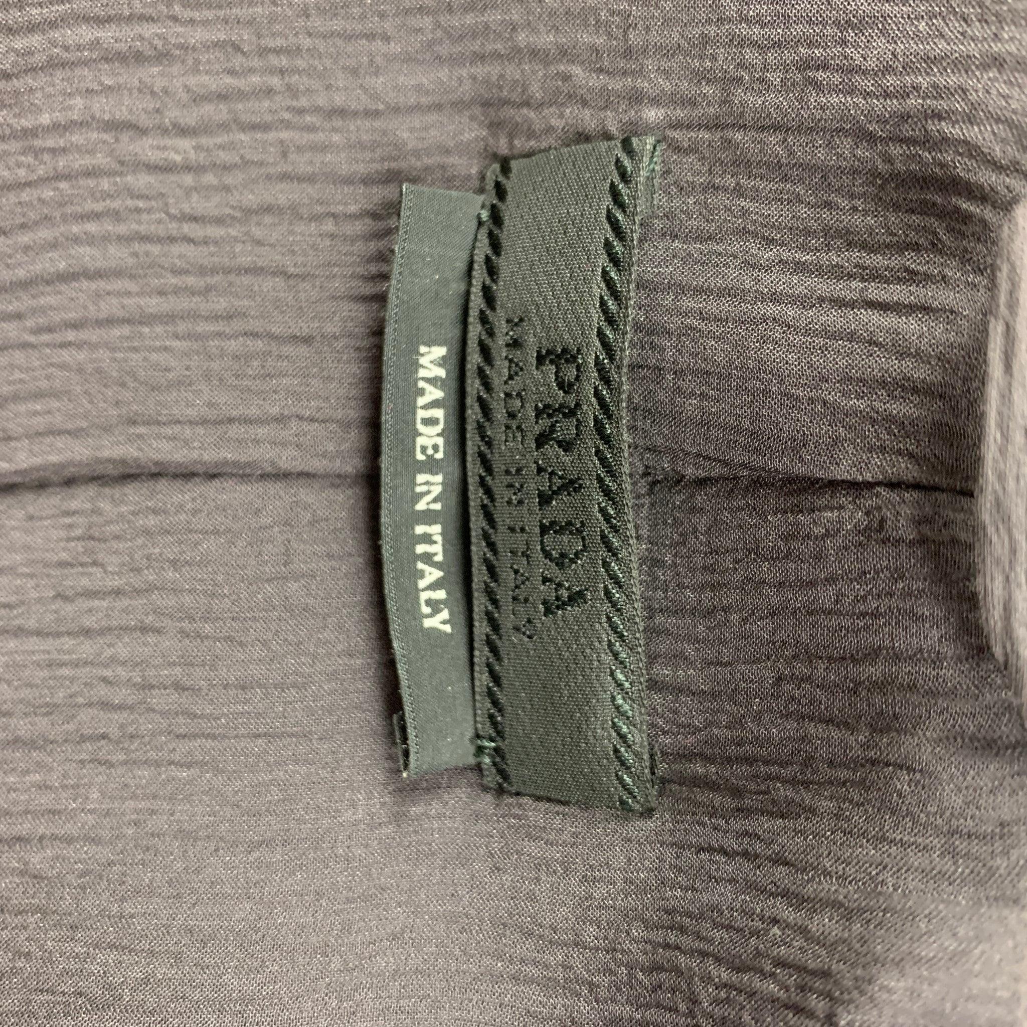 PRADA Size 4 Grey Silk Belted Coat For Sale 1