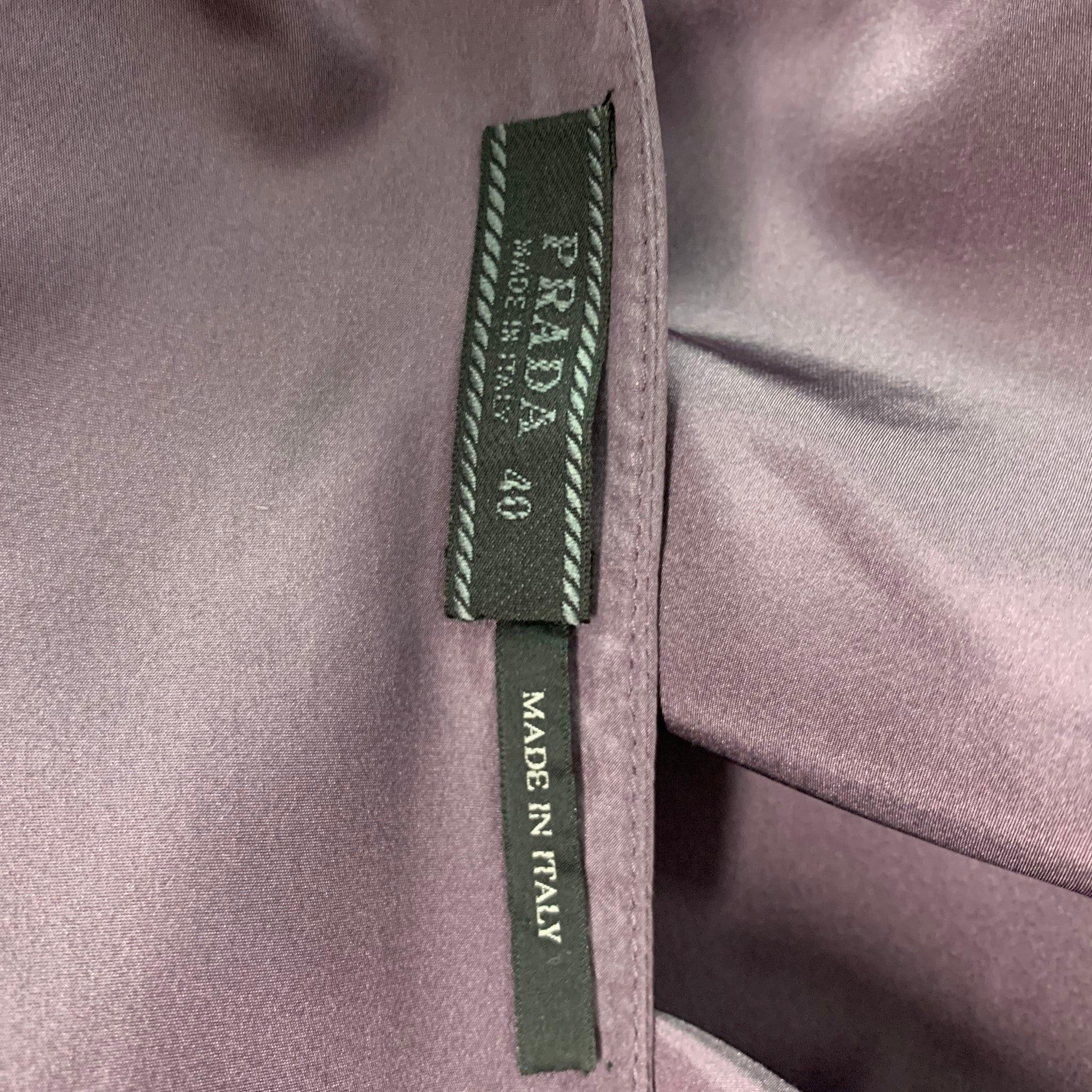 PRADA Taille 4 - Jupe solide en soie lilas Pour femmes en vente