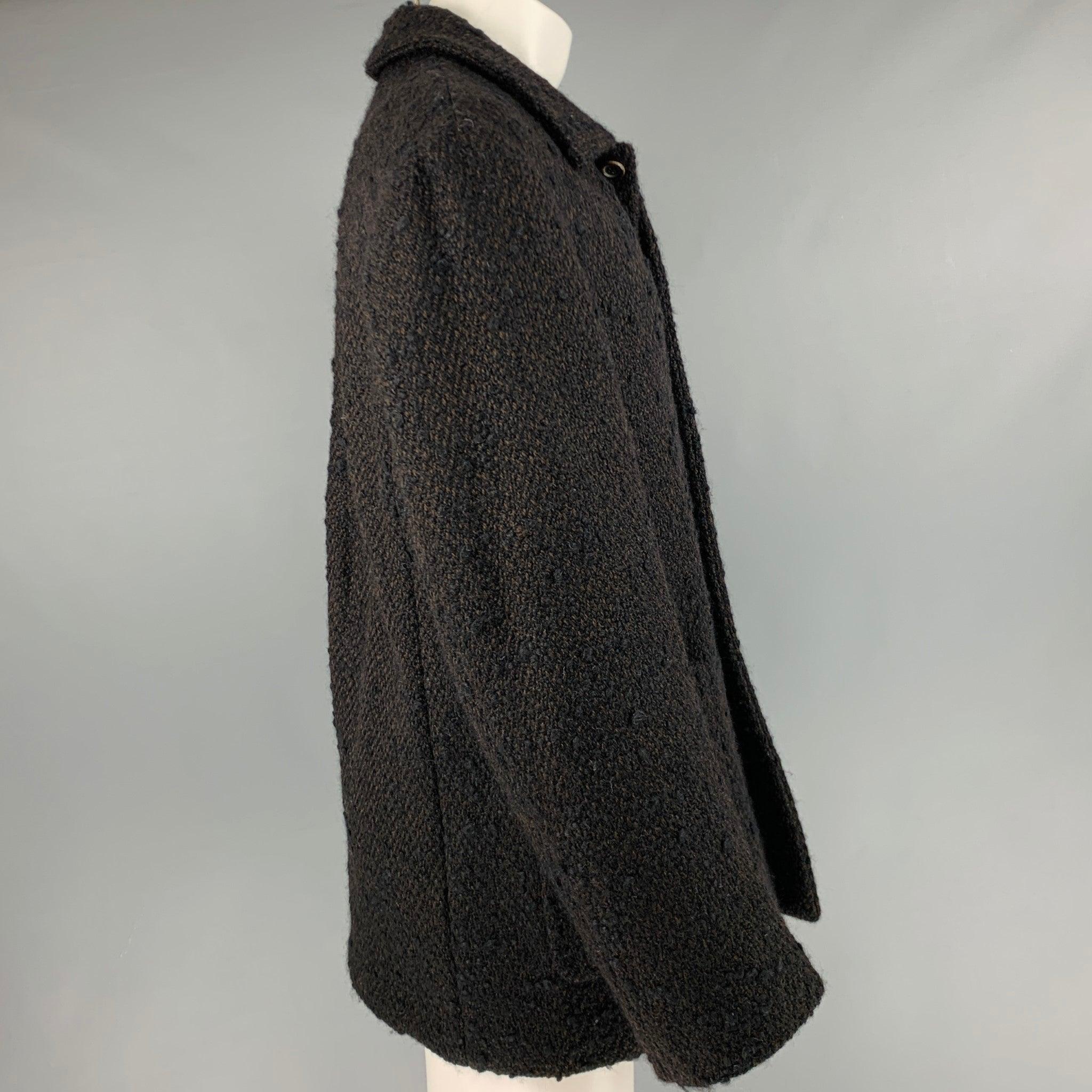 PRADA Size 40 Black Brown Tweed Wool Blend Patch Pockets Jacket In Good Condition In San Francisco, CA