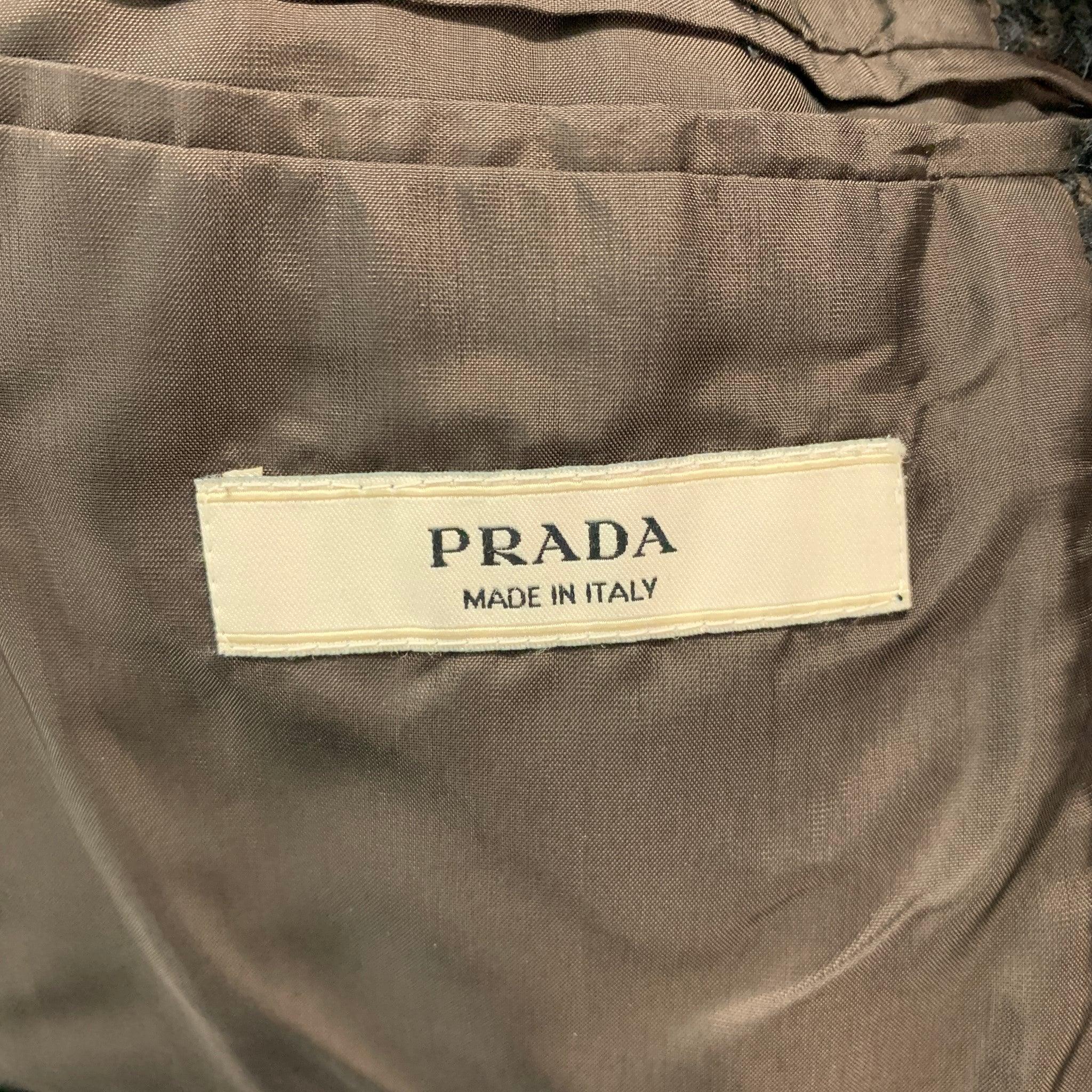 PRADA Size 40 Black Brown Tweed Wool Blend Patch Pockets Jacket 2