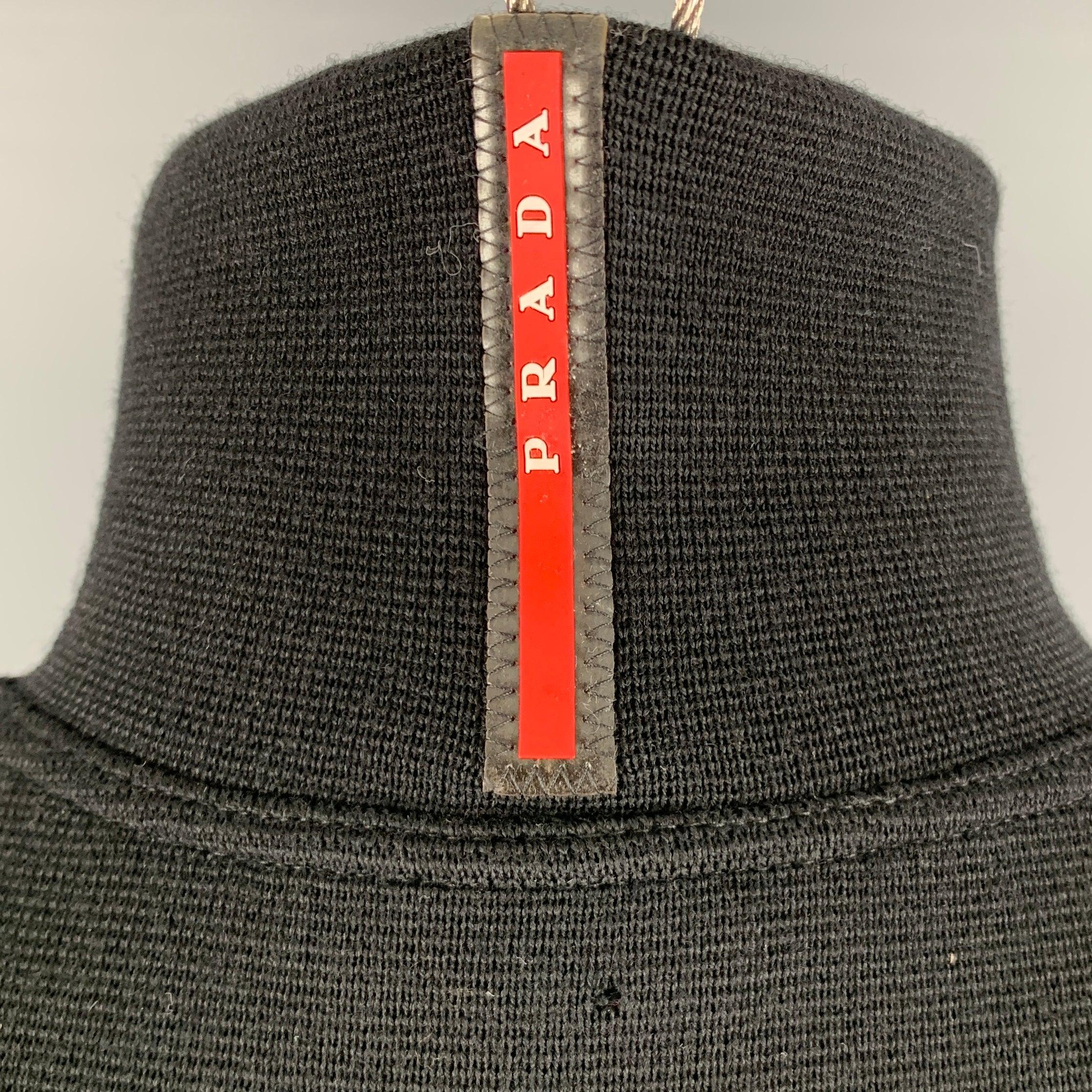 Men's PRADA Size 40 Black Mixed Fabrics Wool Zip Up Jacket For Sale