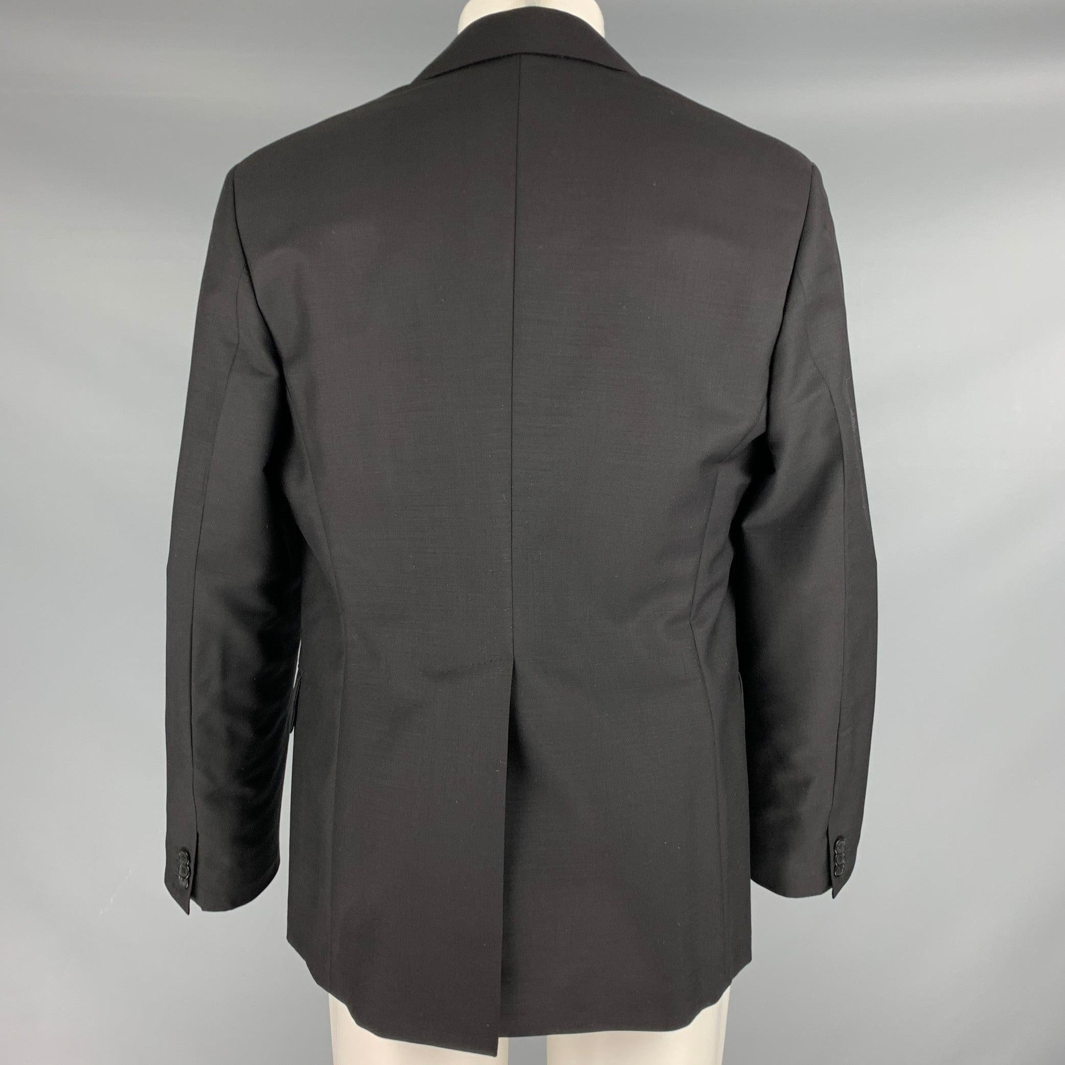 Men's PRADA Size 40 Black Mohair Wool Notch Lapel Sport Coat For Sale