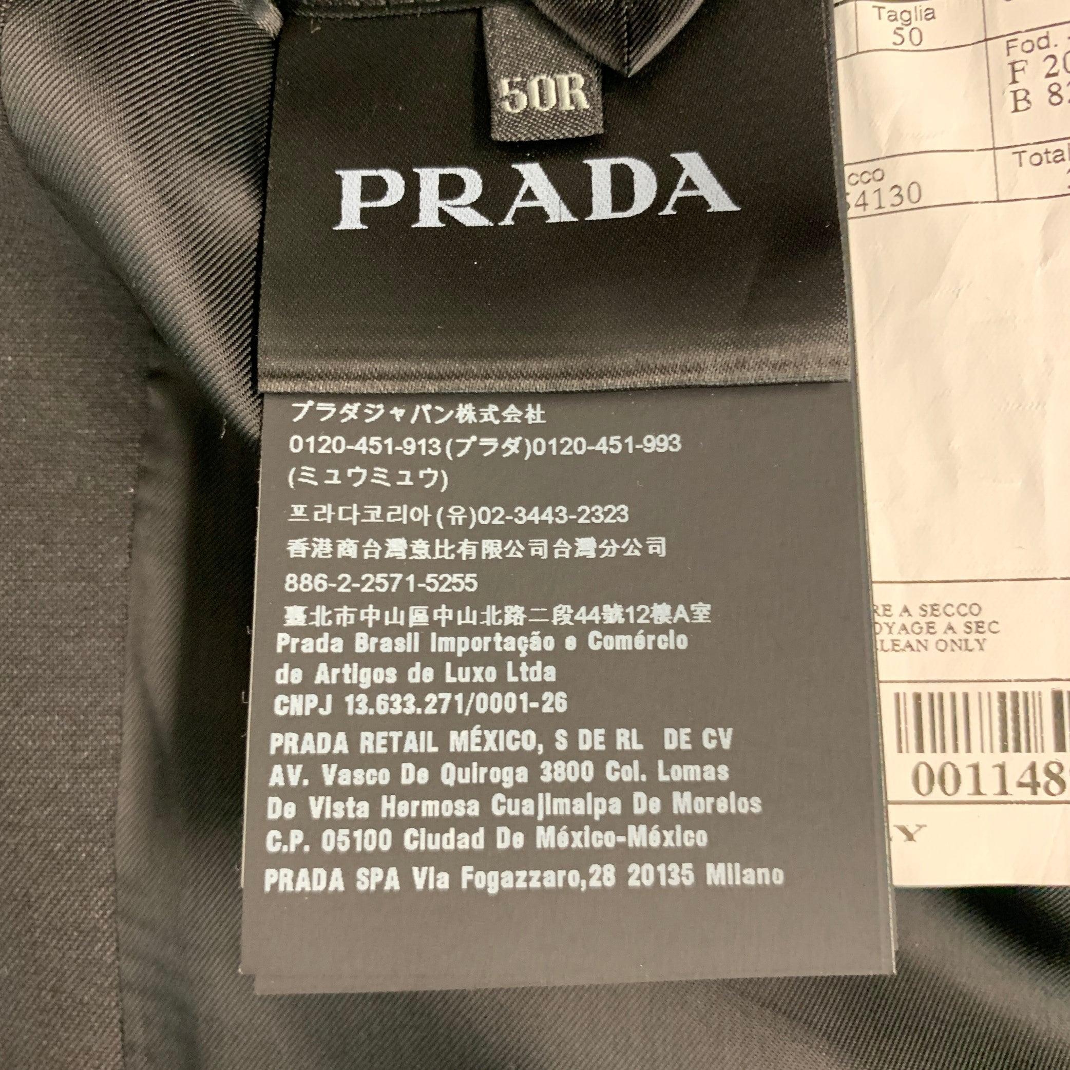PRADA Size 40 Black Mohair Wool Notch Lapel Sport Coat For Sale 1