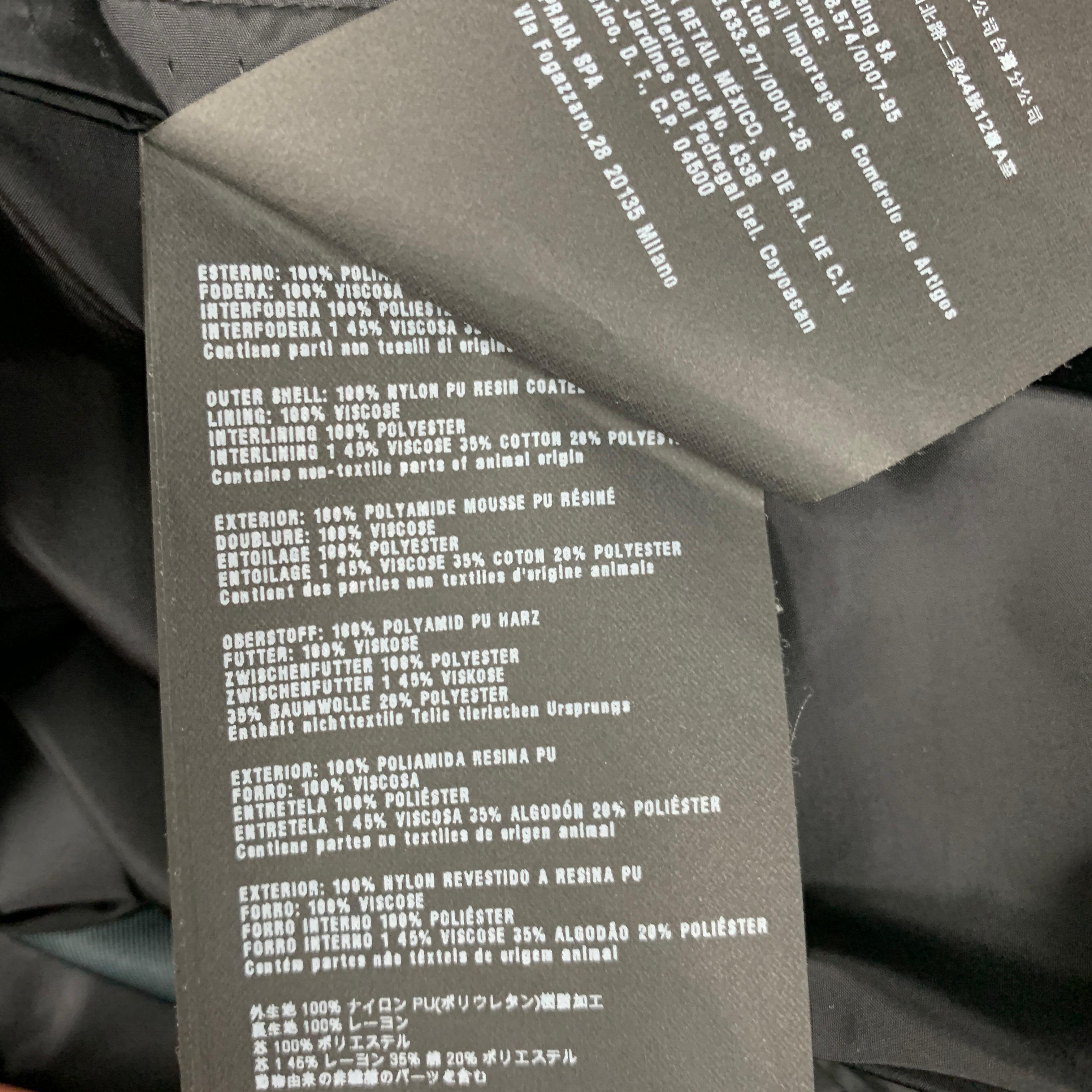 PRADA Größe 40 Schwarzer Nylon-Sportmantel mit Notch-Revers 2