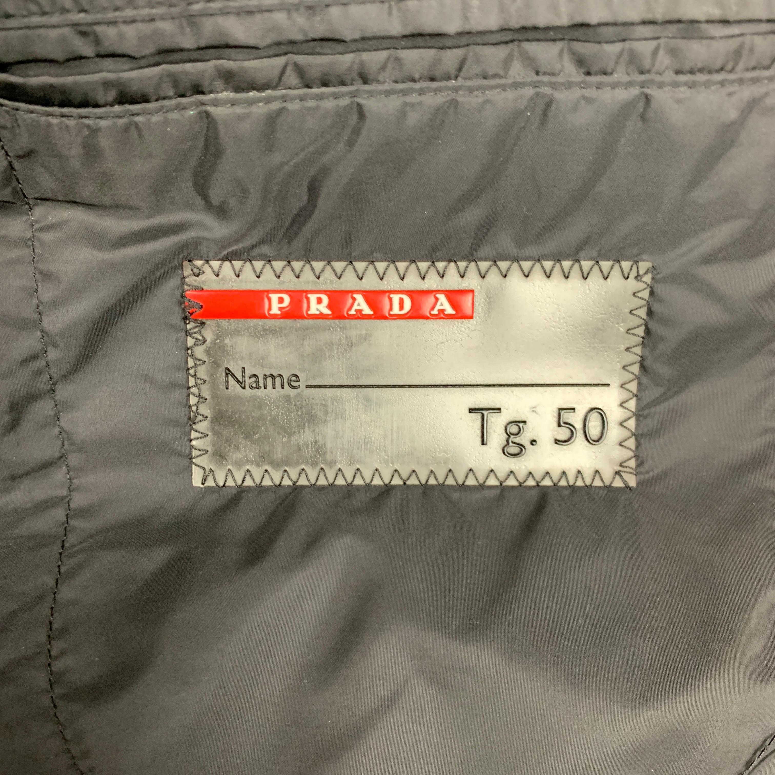PRADA Größe 40 Schwarzer Nylon-Sportmantel mit Notch-Revers 3