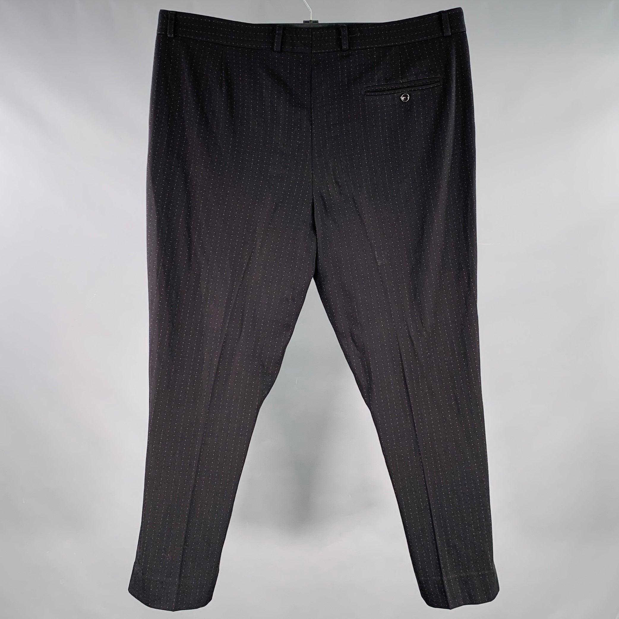PRADA Size 40 Black Yellow Dots Flat Front Dress Pants In Excellent Condition In San Francisco, CA
