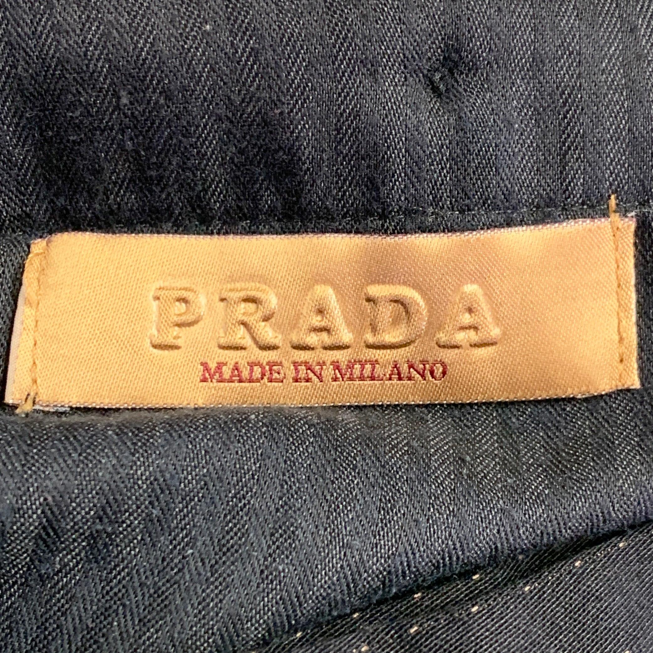 Men's PRADA Size 40 Black Yellow Dots Flat Front Dress Pants