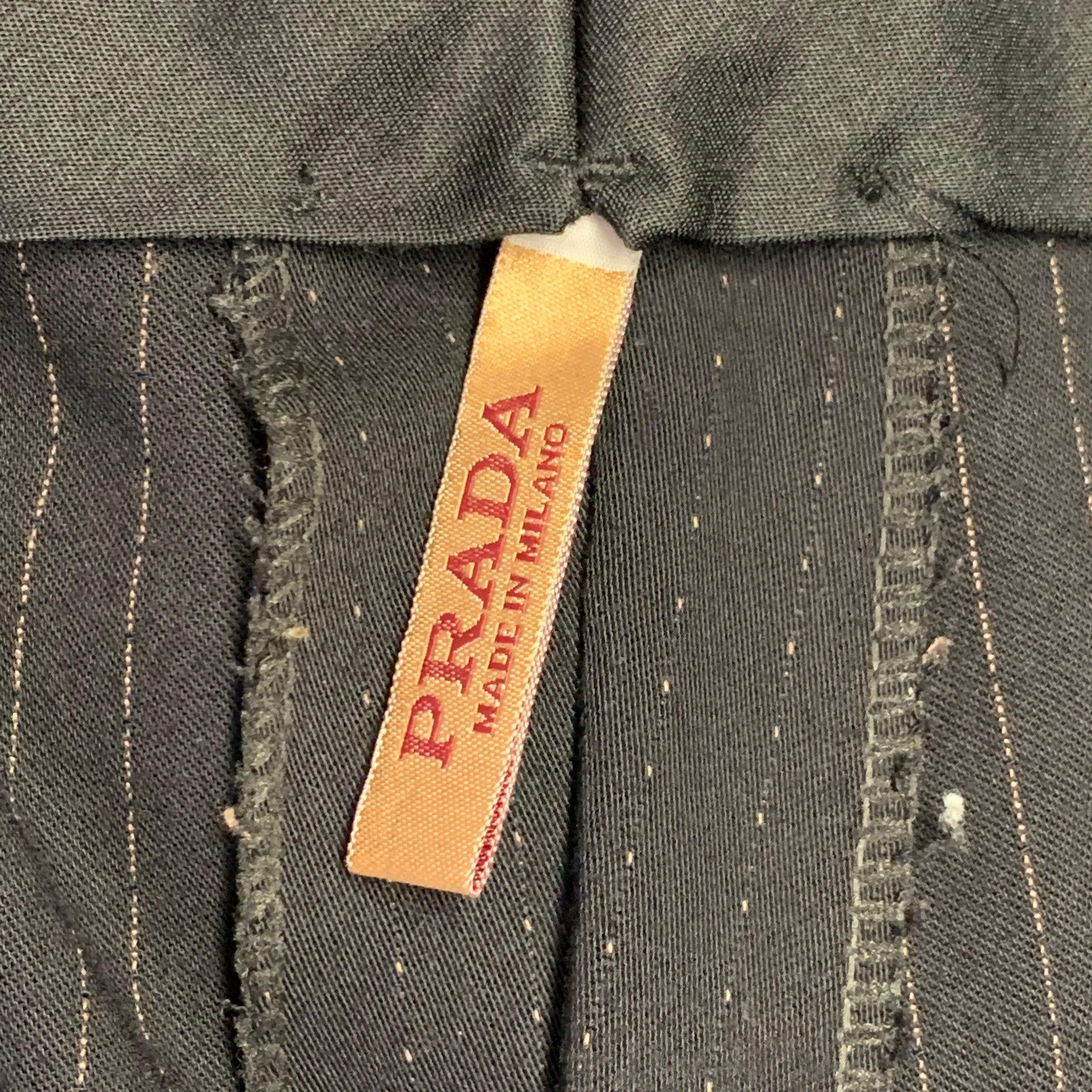 PRADA Size 40 Black Yellow Dots Flat Front Dress Pants 1