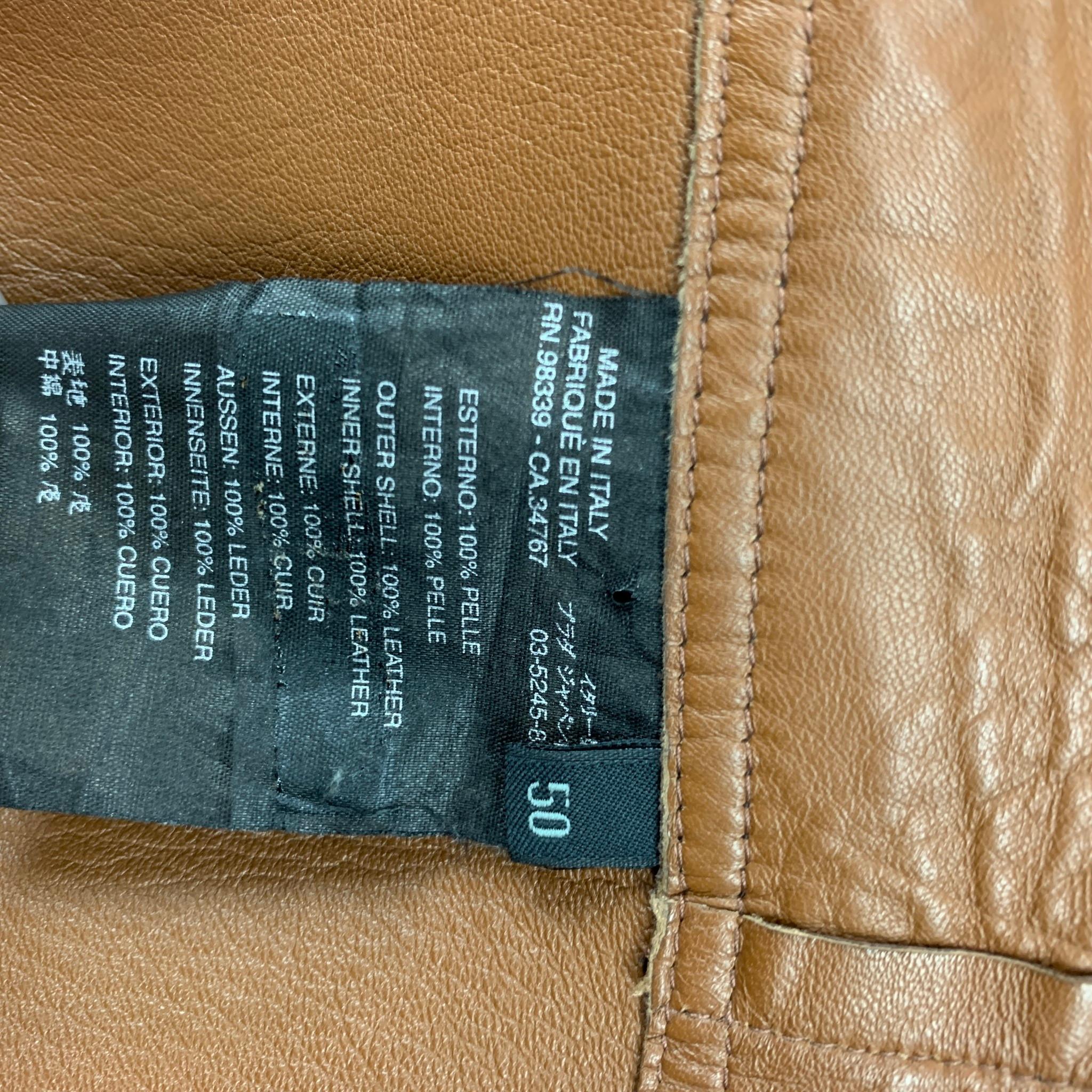 Men's PRADA Size 40 Brown Leather Slit Pockets Jacket