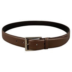 PRADA Size 40 Brown Taiga Leather Belt