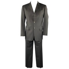 PRADA Size 40 Charcoal Stripe Virgin Wool Notch Lapel Suit