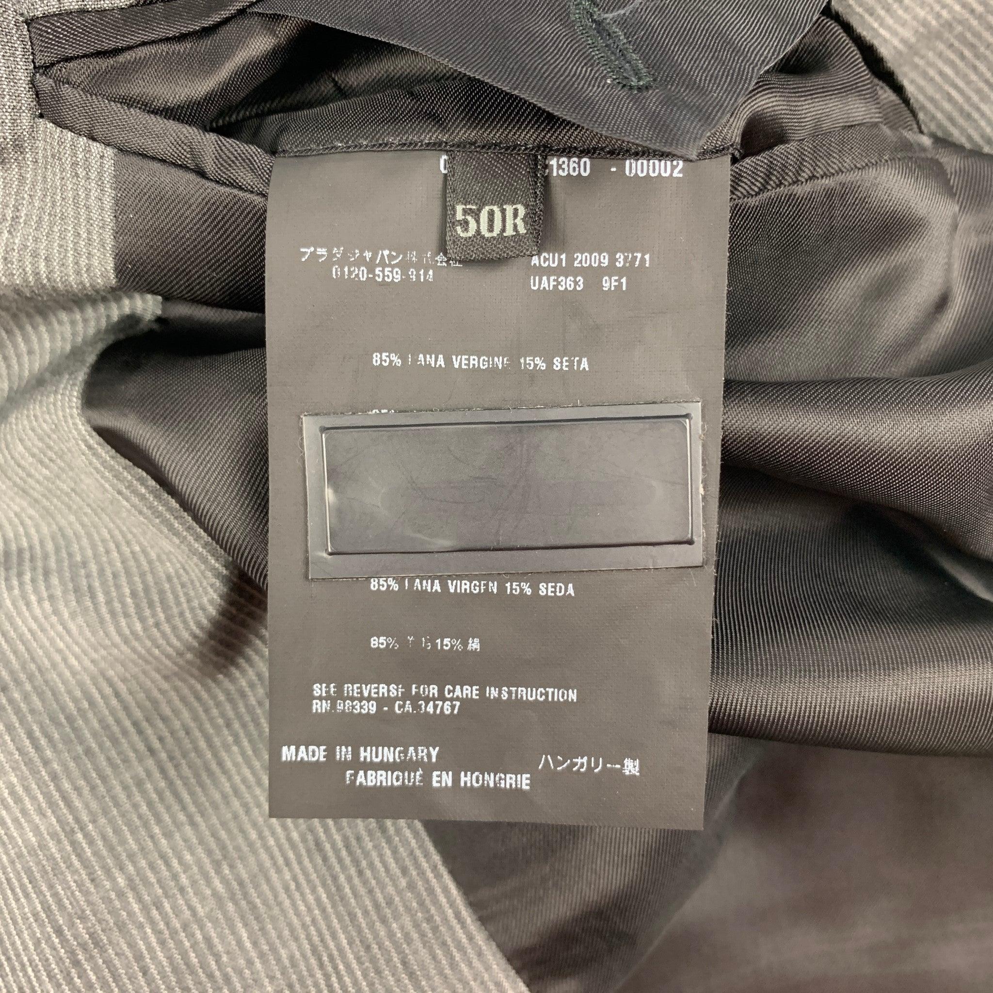 PRADA Size 40 Grey Silver Pinstripe Virgin Wool Silk Suit For Sale 3