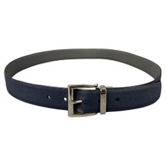 PRADA Size 40 Navy Taiga Leather Belt