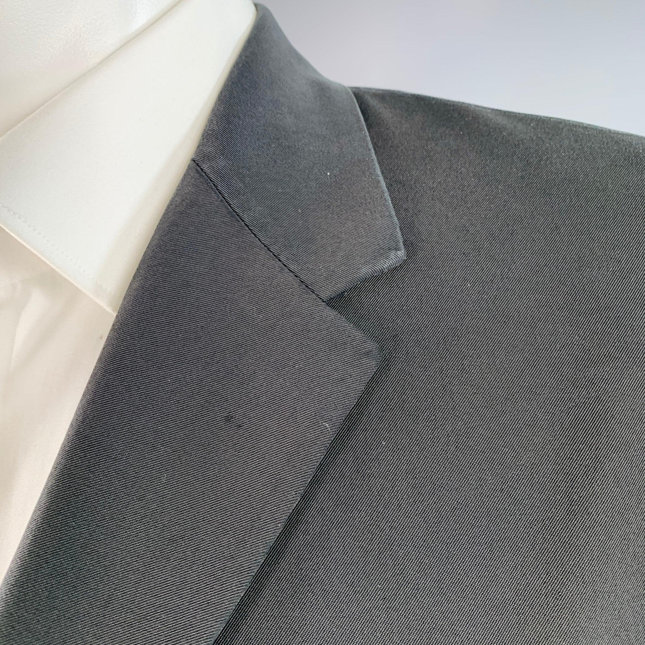 PRADA Taille 40 Regular Noir Polyester Blend Notch Lapel Three Button Sport Coat en vente 1
