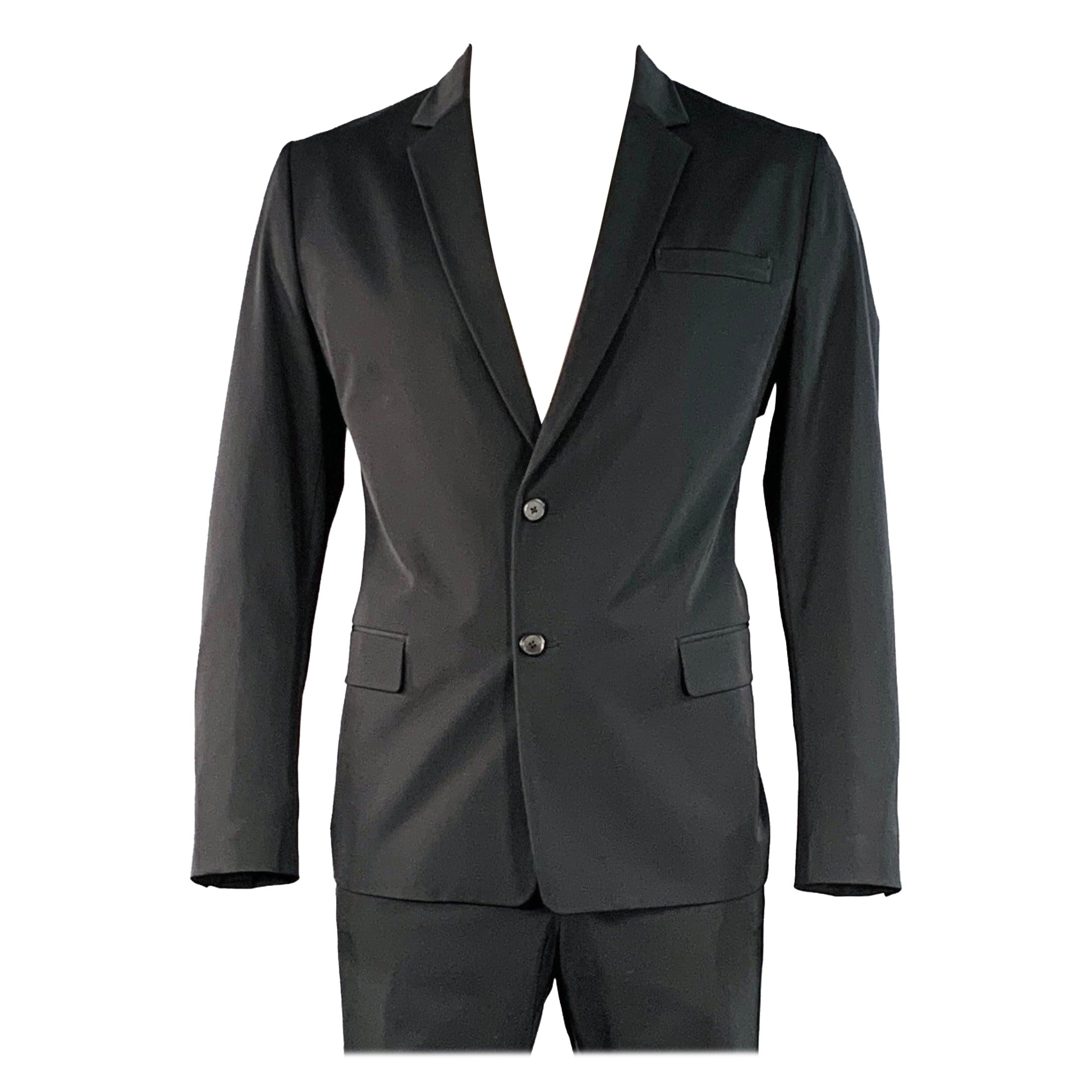 Prada taglia 42 - Abito monopetto in twill di poliestere misto nero con risvolto a tacche in vendita
