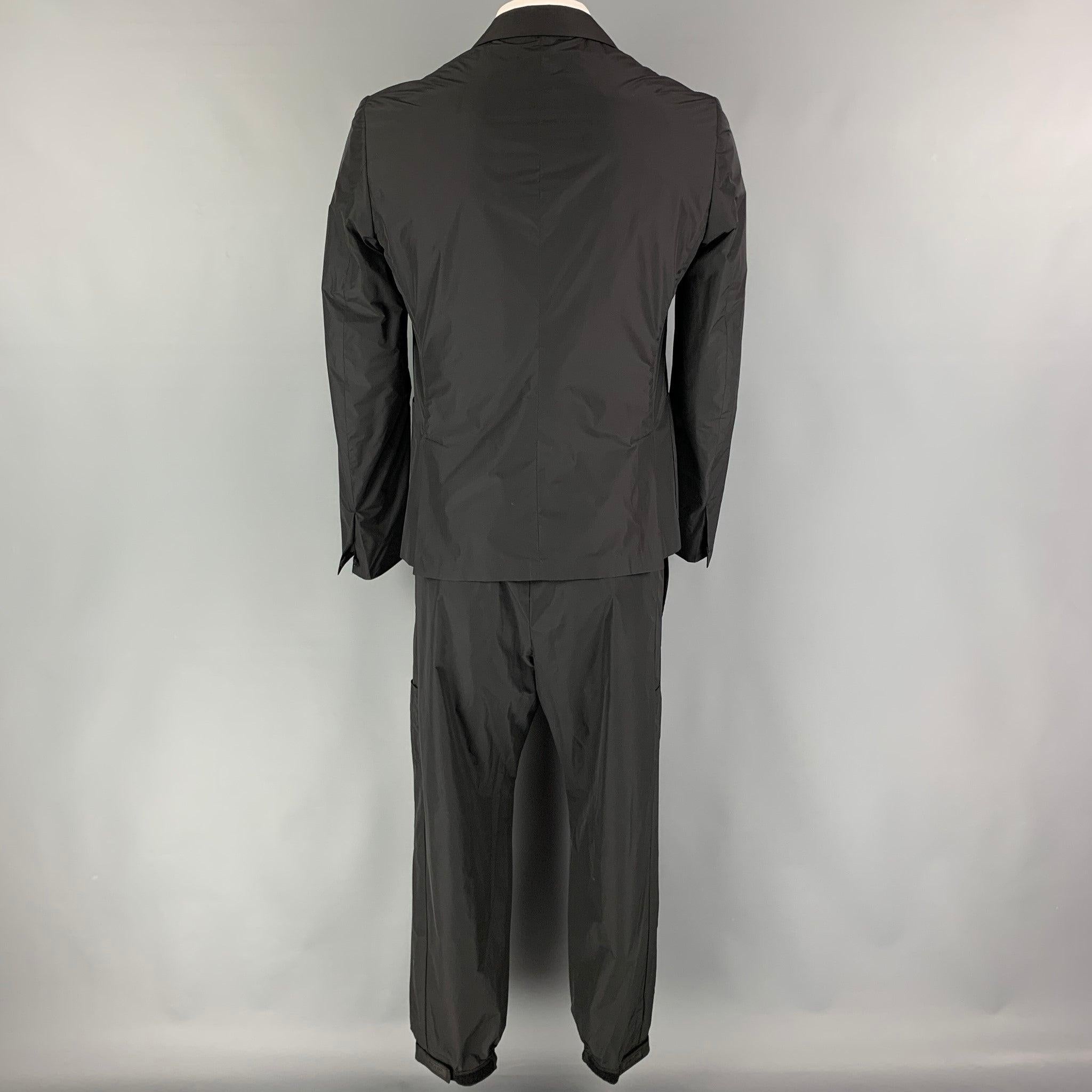 PRADA Size 42 Black Polyester Notch Lapel Suit In Excellent Condition For Sale In San Francisco, CA