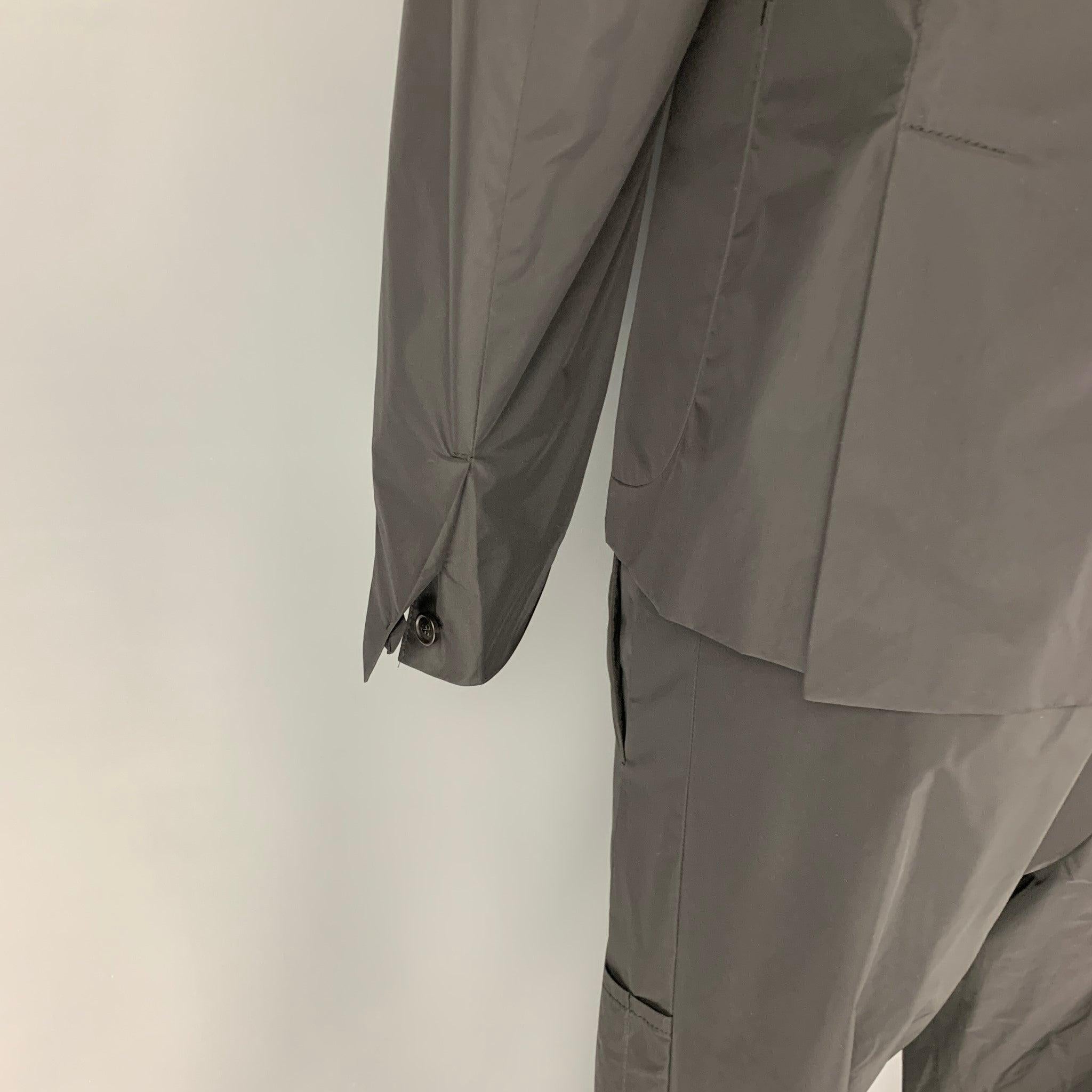 Men's PRADA Size 42 Black Polyester Notch Lapel Suit For Sale