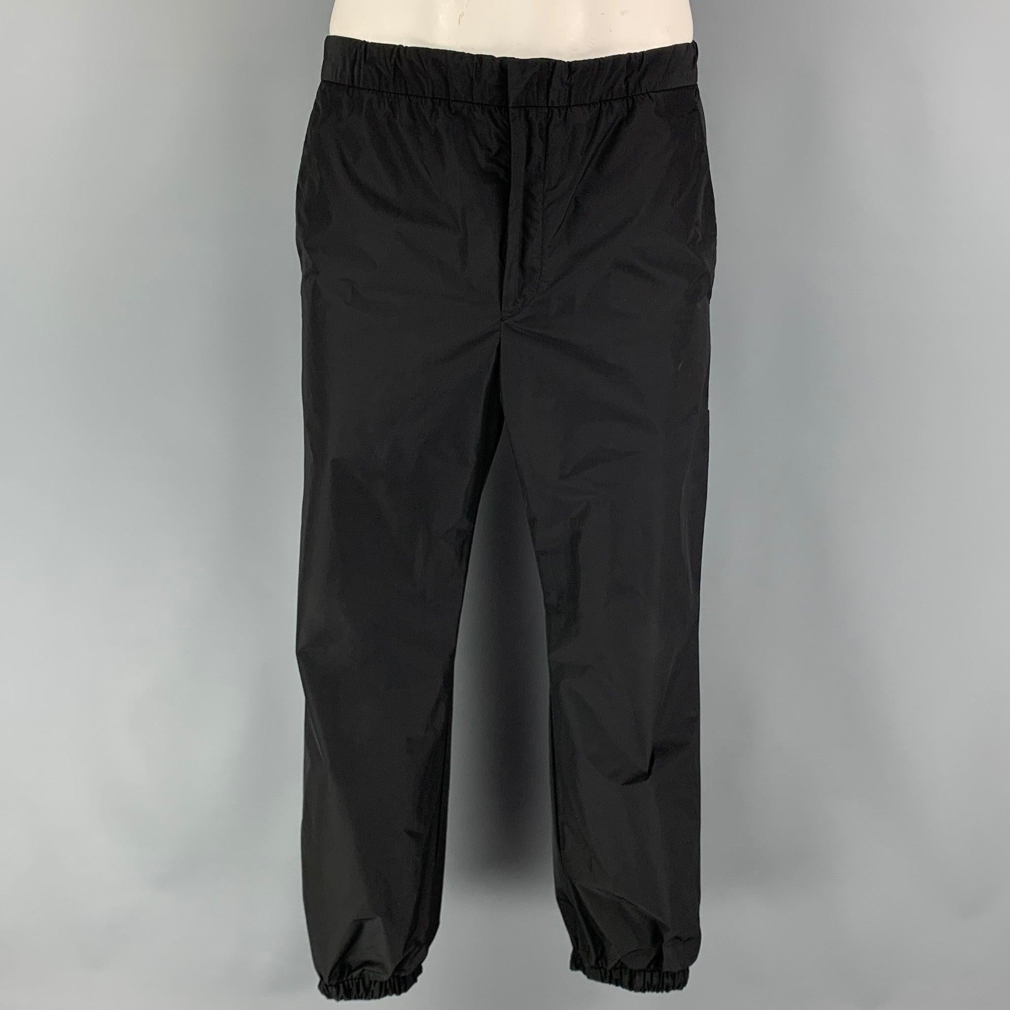 PRADA Size 42 Black Polyester Notch Lapel Suit For Sale 1