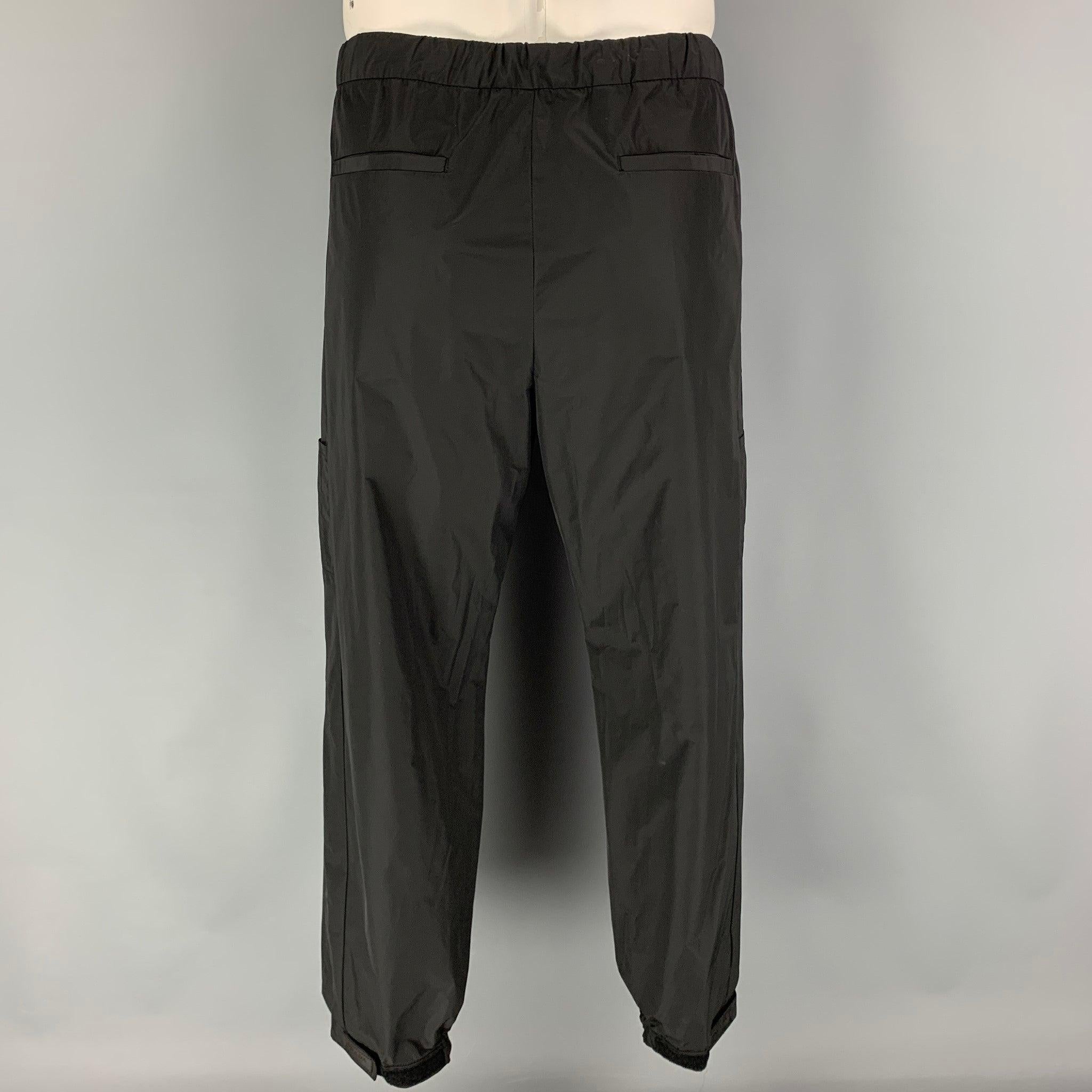 PRADA Size 42 Black Polyester Notch Lapel Suit For Sale 2
