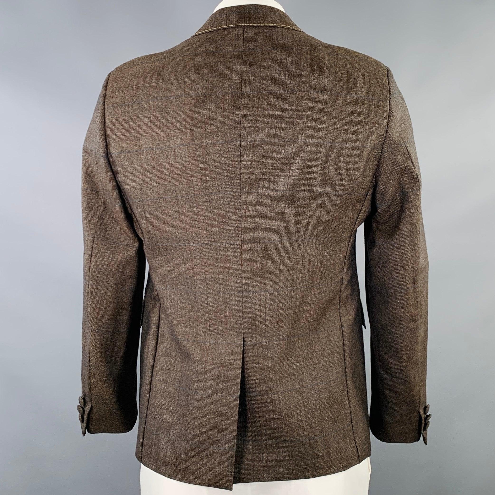 Men's PRADA Size 42 Brown Mustard Window Pane Single Breasted Sport Coat For Sale