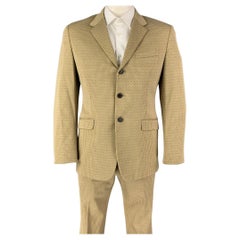 PRADA Size 42 Green Brown Pattern Nylon Blend Notch Lapel Suit