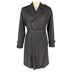 PRADA Size 42 Navy Belted Double Breasted Trench Coat