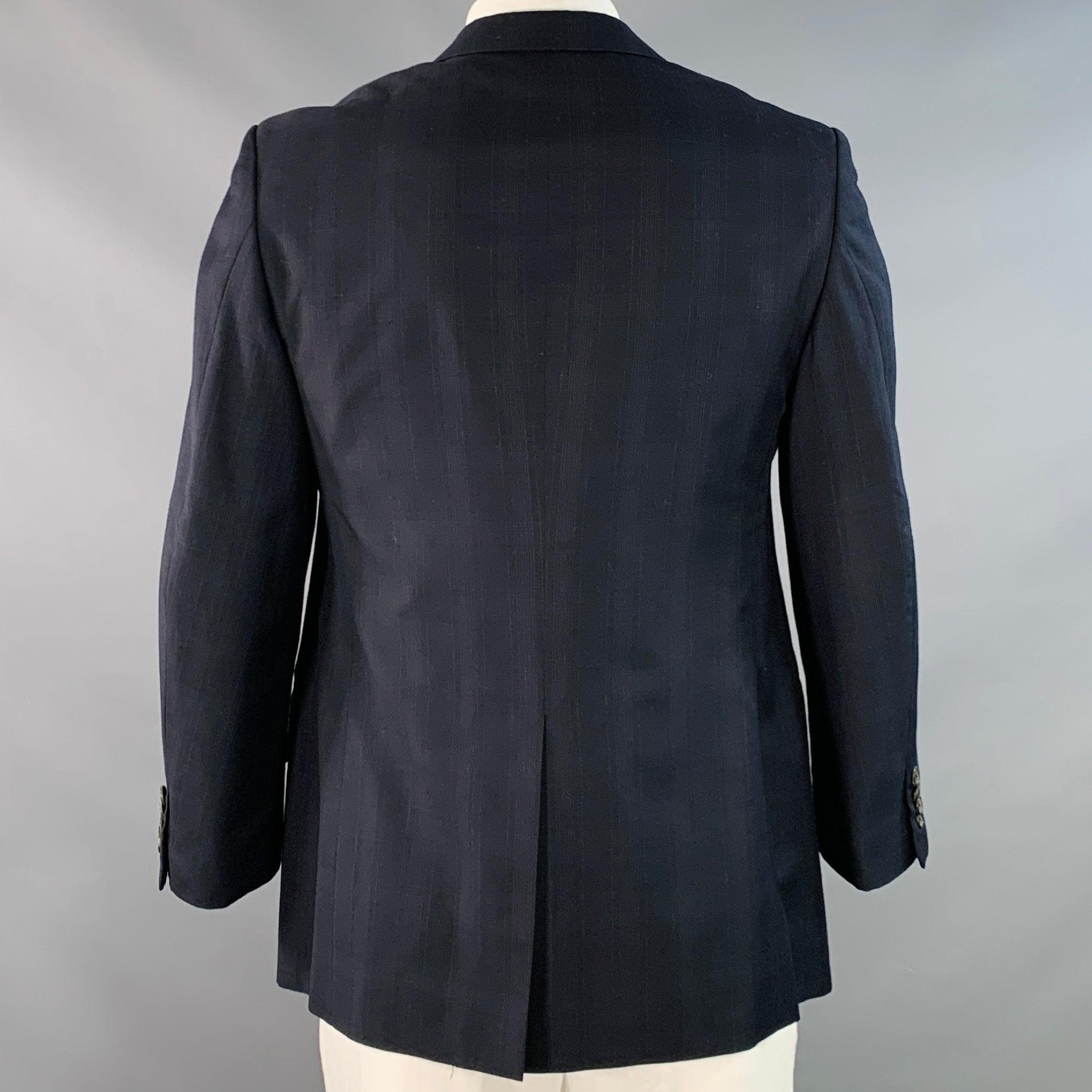 PRADA Taglia 42 Navy Charcoal Plaid Wool Single Breasted Notch Lapel Sport Coat In condizioni ottime in vendita a San Francisco, CA