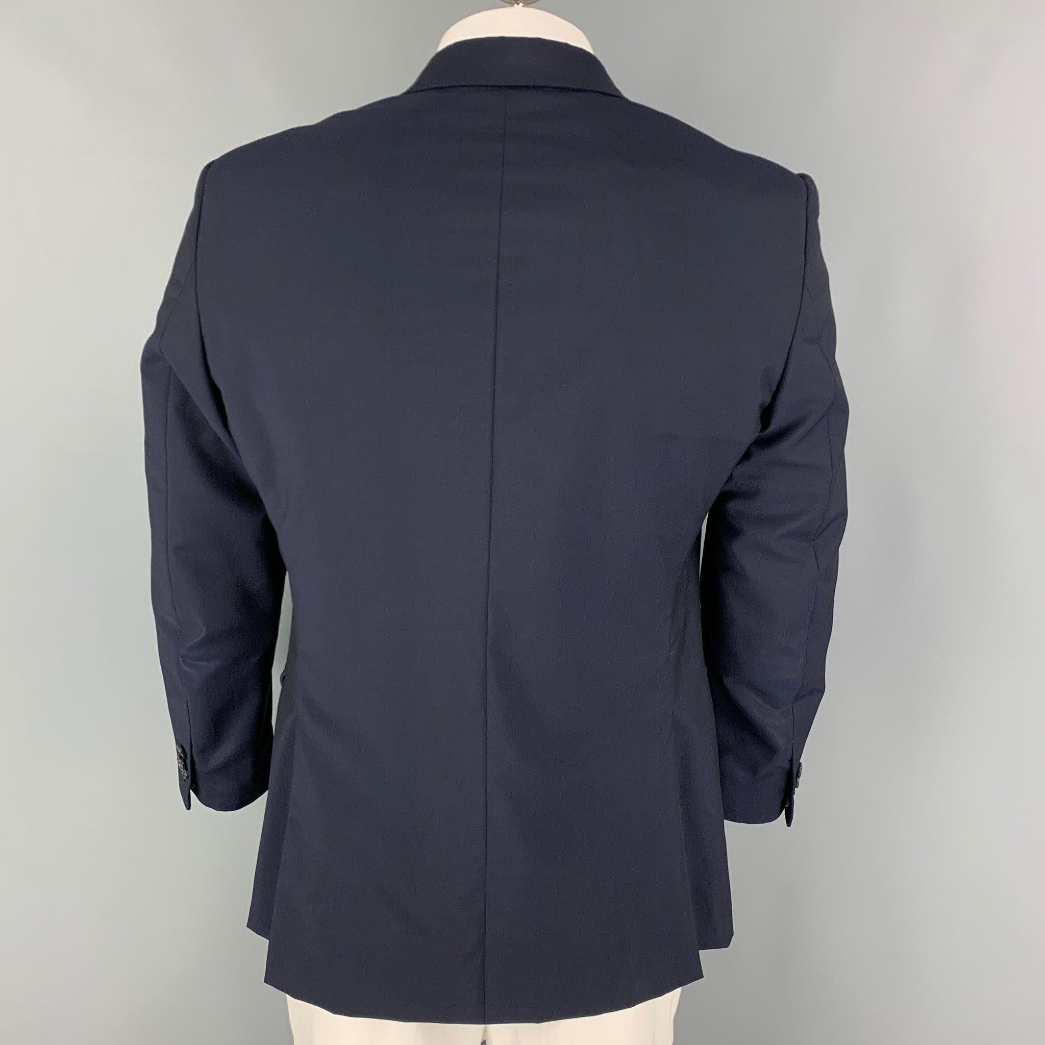 PRADA Size 42 Navy Wool Mohair Single Breasted Sport Coat In Good Condition For Sale In San Francisco, CA