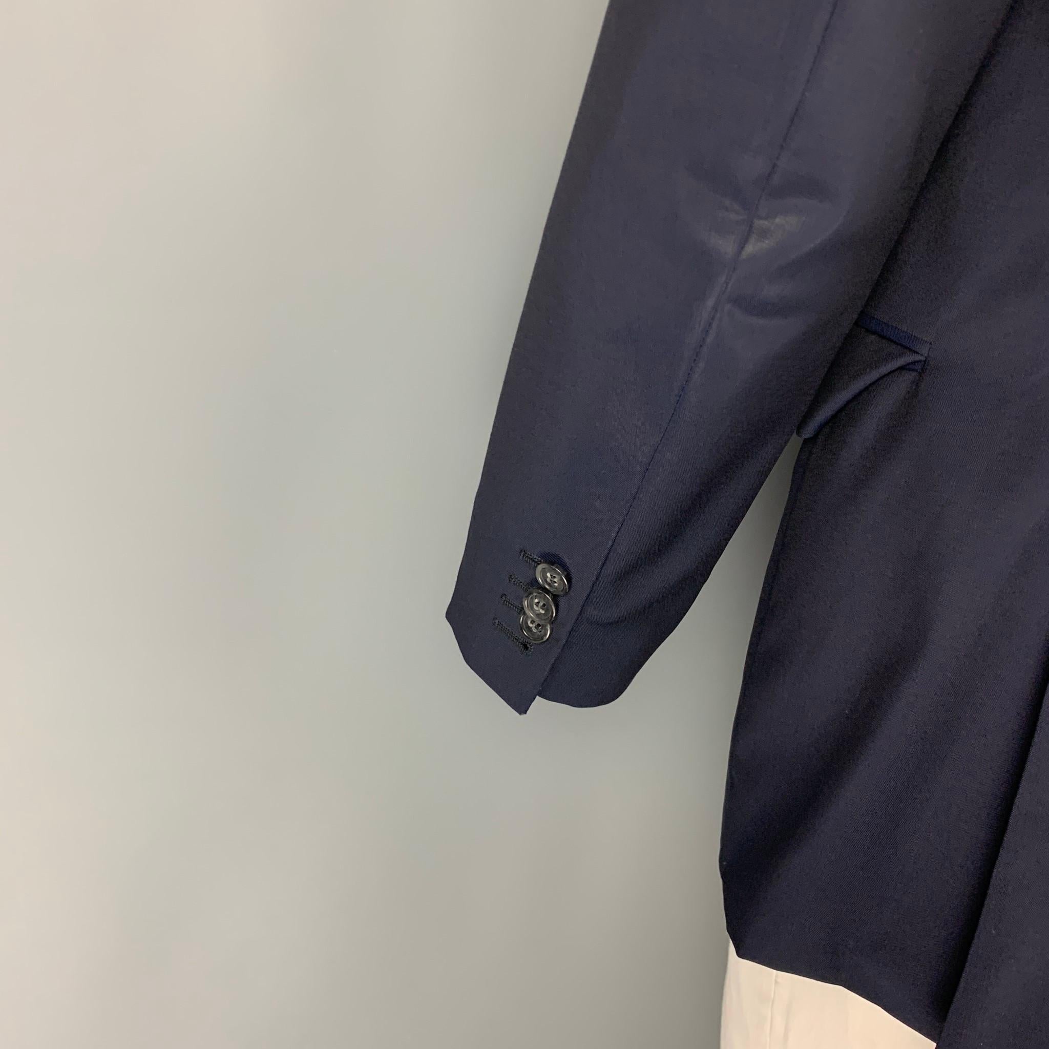 PRADA Size 42 Navy Wool Mohair Single Breasted Sport Coat In Excellent Condition In San Francisco, CA
