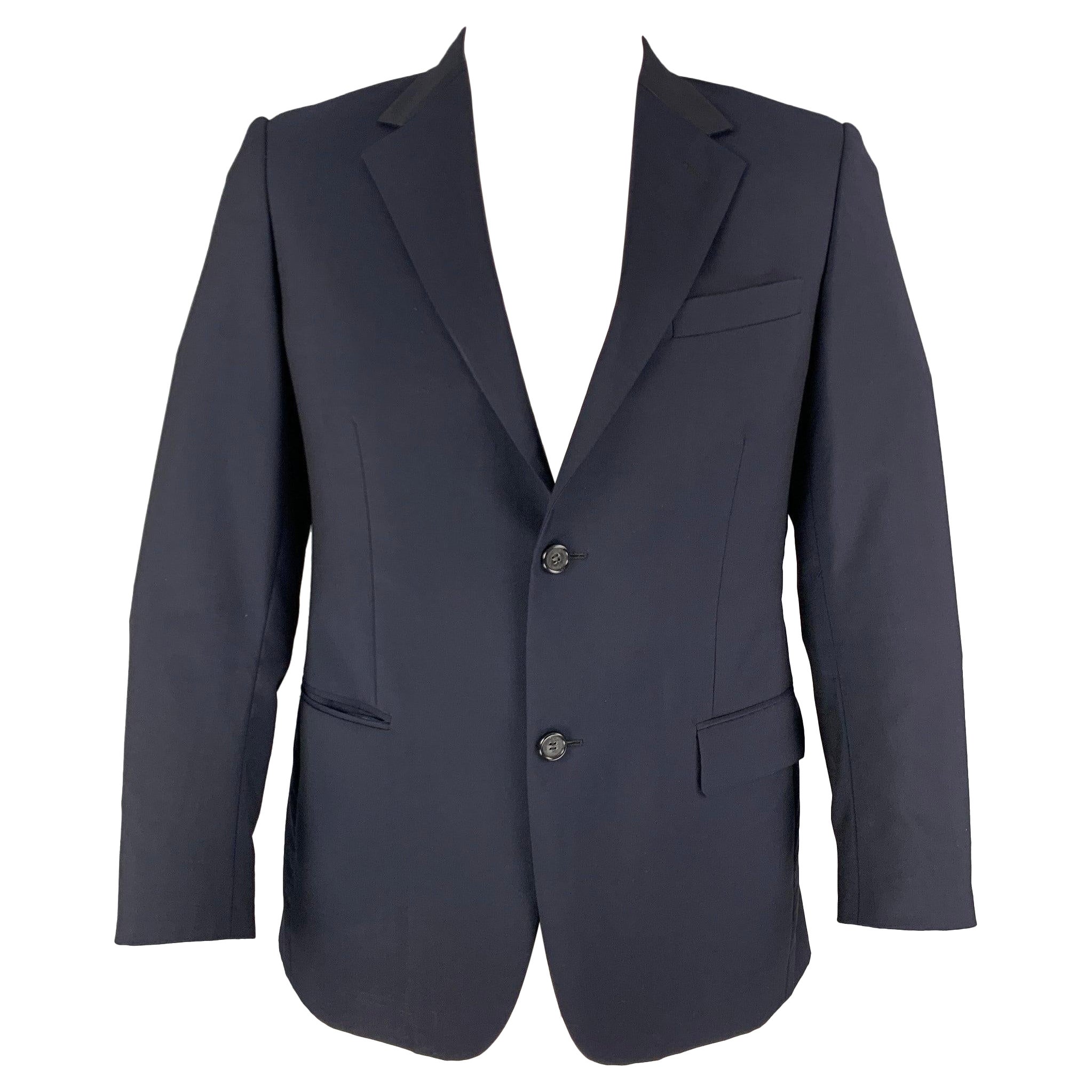 PRADA Size 42 Navy Wool Mohair Single Breasted Sport Coat